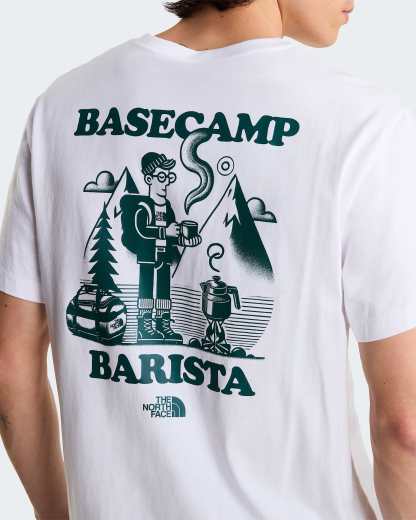 Unisex Basecamp Barista Graphic T-Shirt mit lockerer Passform – TNF White-Pacific Teal