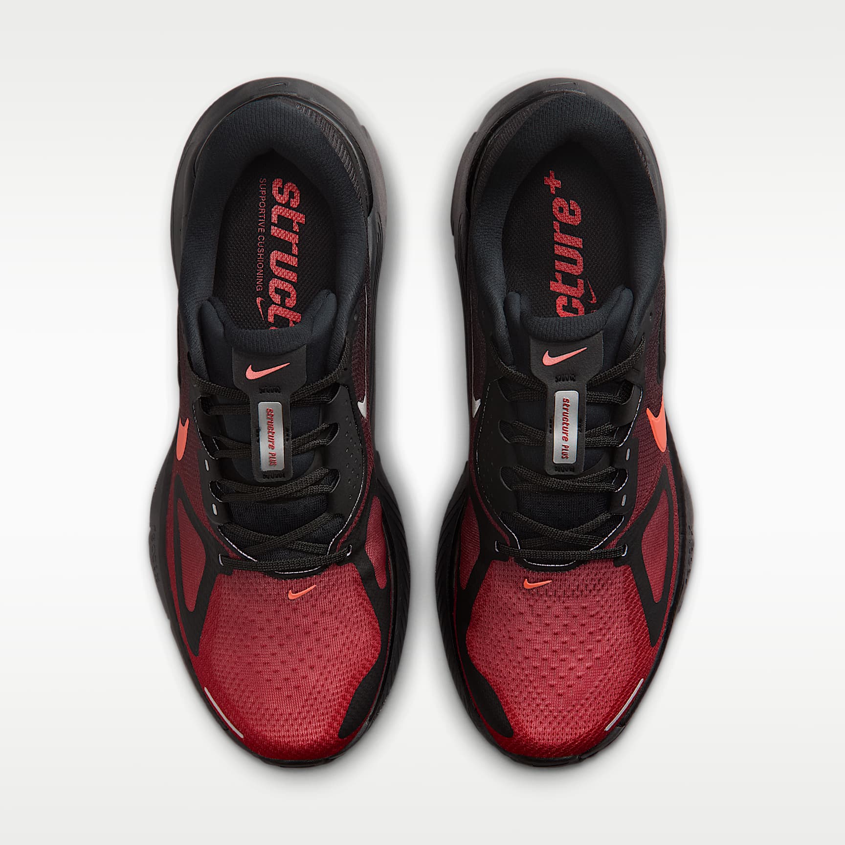 Nike Structure Plus Straßenlaufschuh (Herren) – Schwarz/University Red/Dark Smoke Grey/Bright Crimson