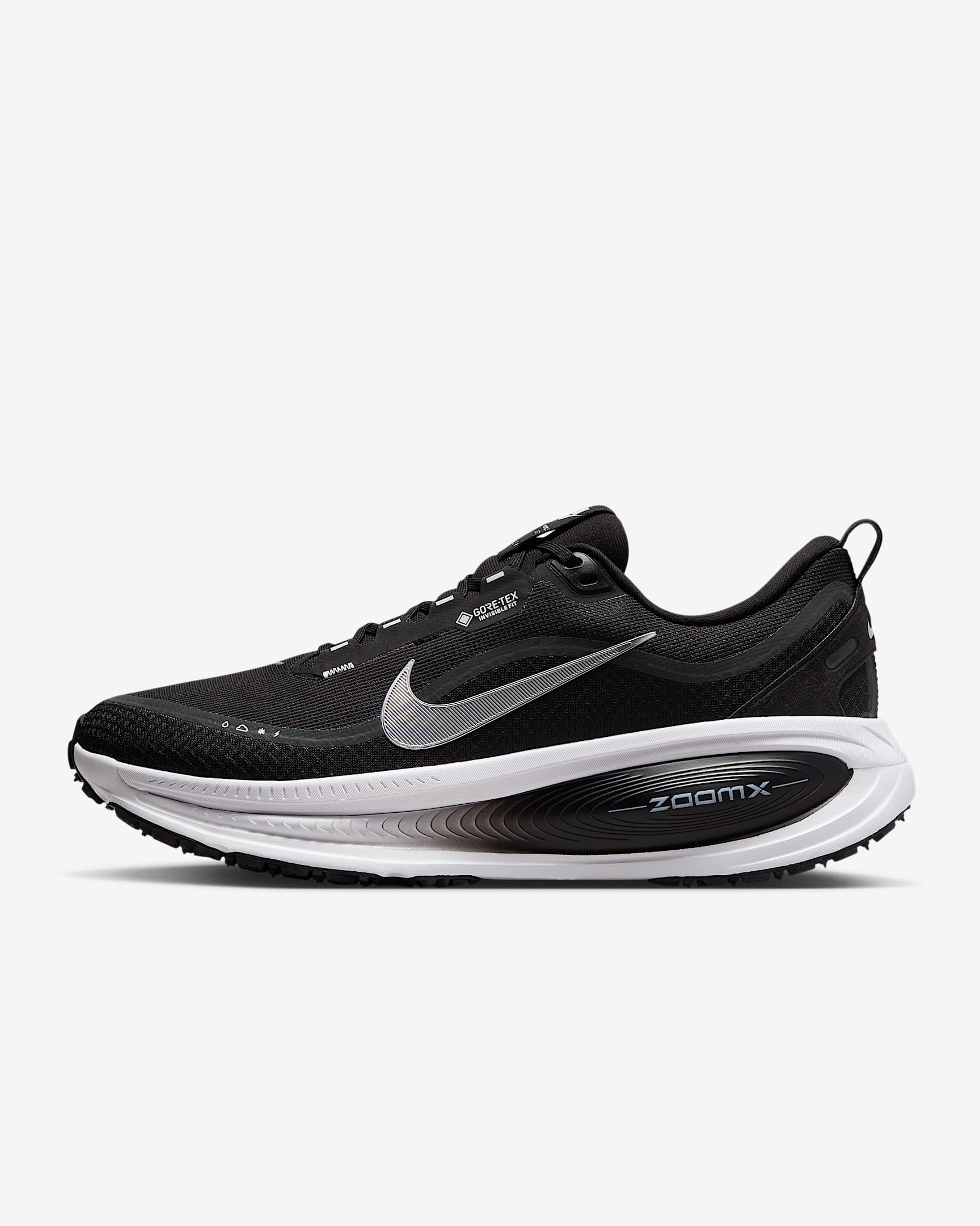Nike Vomero 18 GORE-TEX wasserdichter Straßenlaufschuh mit reflektierenden Akzenten (Herren) – Schwarz/Anthracite/Weiß/Metallic Silver