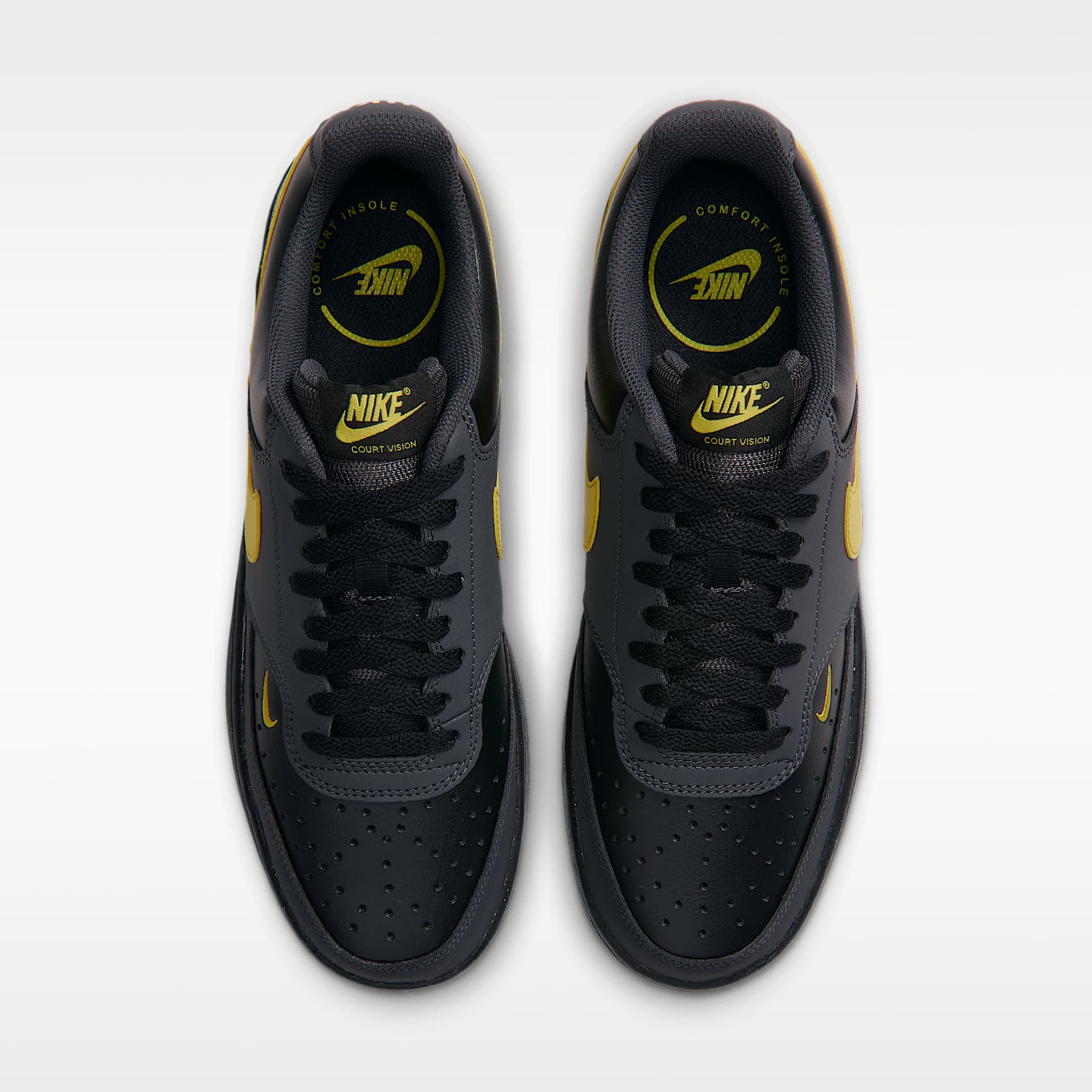 Nike Court Vision Low Herrenschuh – Dark Smoke Grey/Schwarz/Chrome Yellow