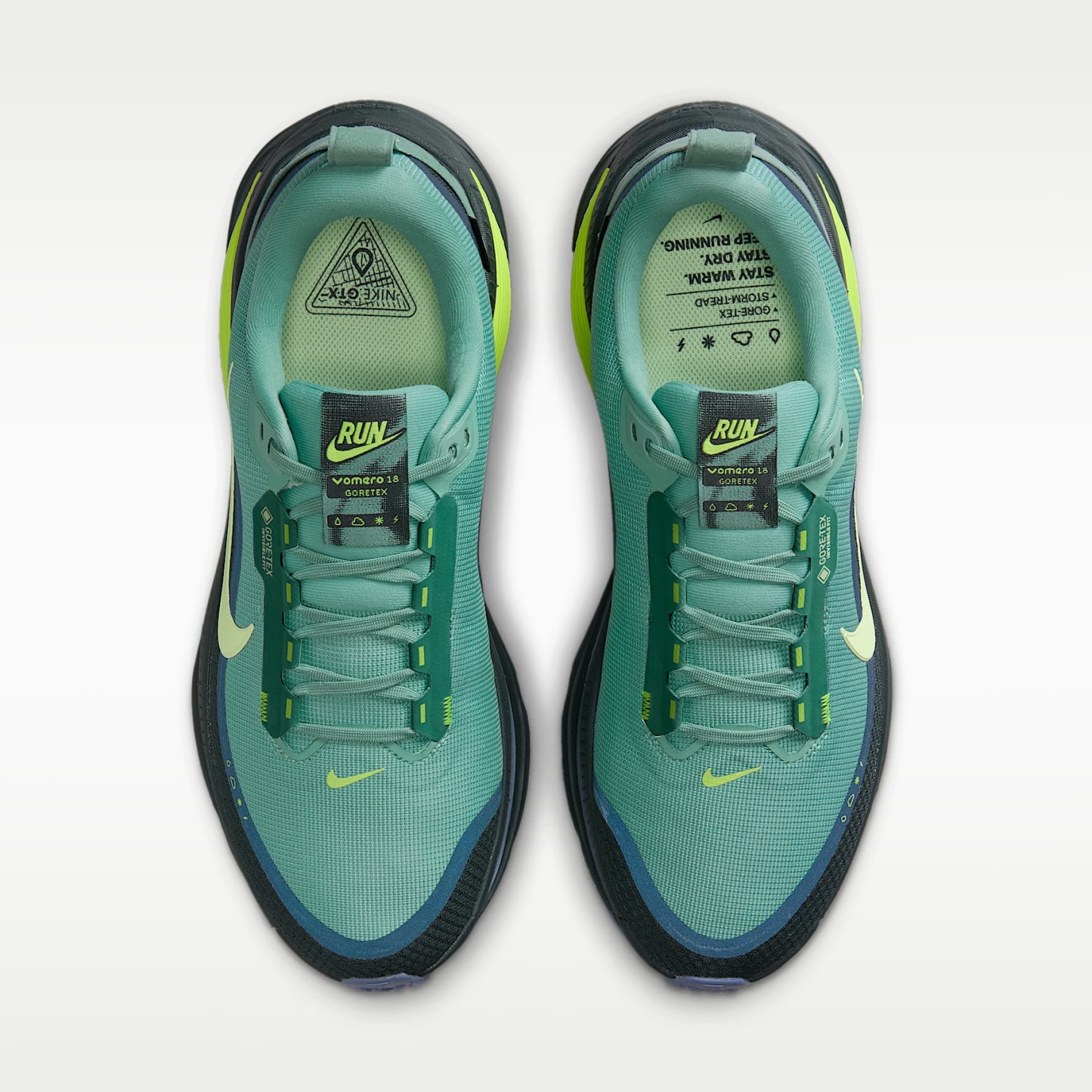 Nike Vomero 18 GORE-TEX wasserdichter Straßenlaufschuh mit reflektierenden Akzenten (Herren) – Seaweed/Cannon/Volt/Barely Volt
