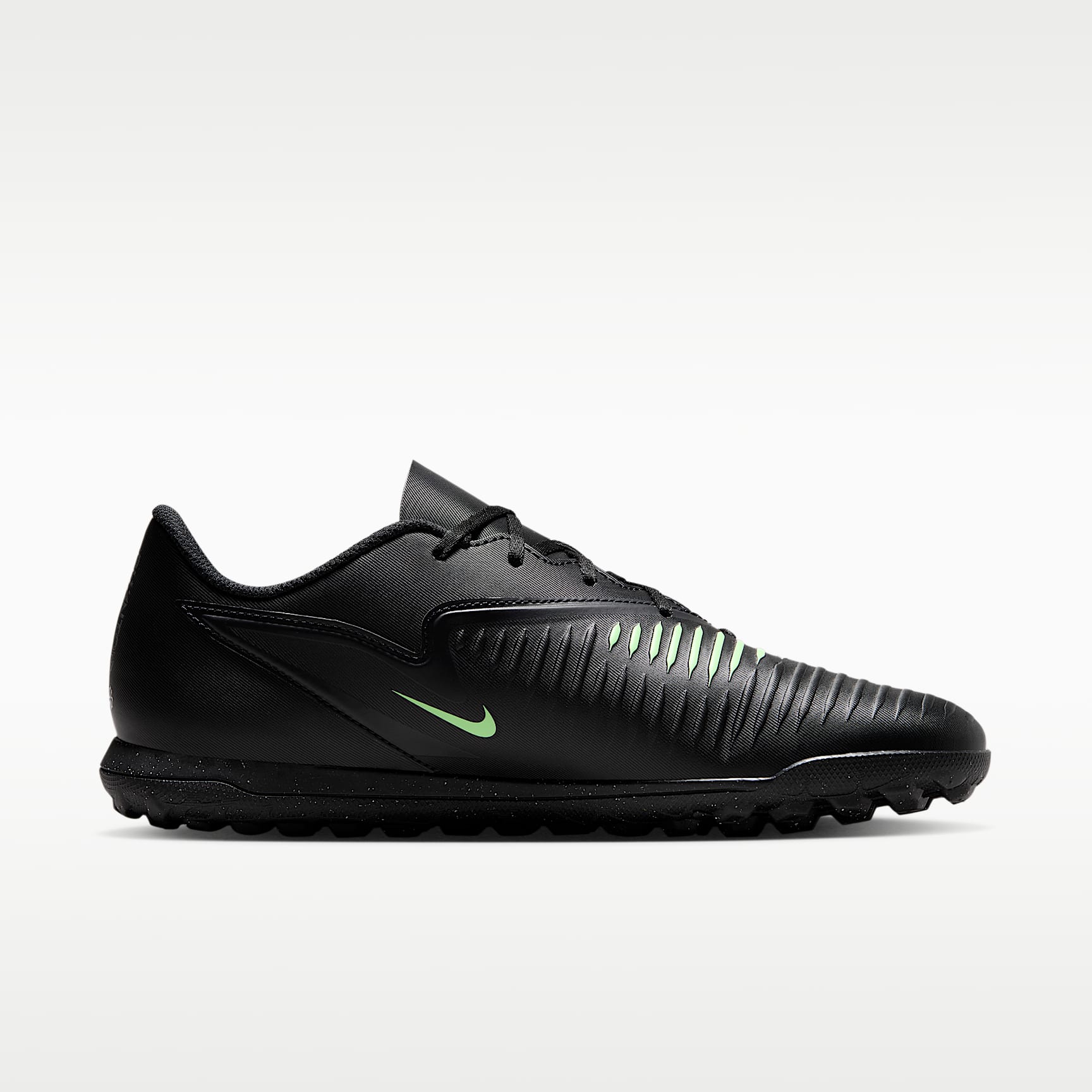 Nike Phantom 6 Low Club Fußballschuh für Turf – Schwarz/Schwarz/Illusion Green