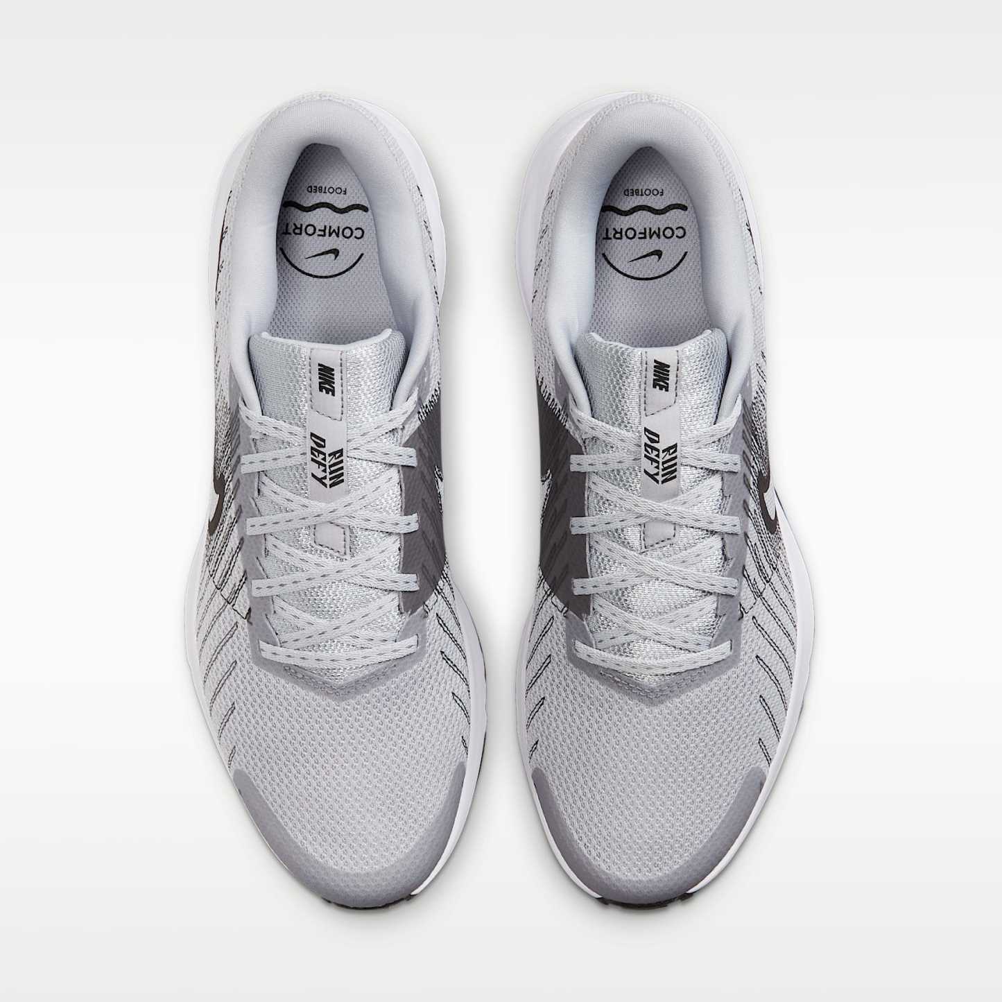 Nike Run Defy Straßenlaufschuh (Herren) – Wolf Grey/Weiß/Iron Grey/Schwarz