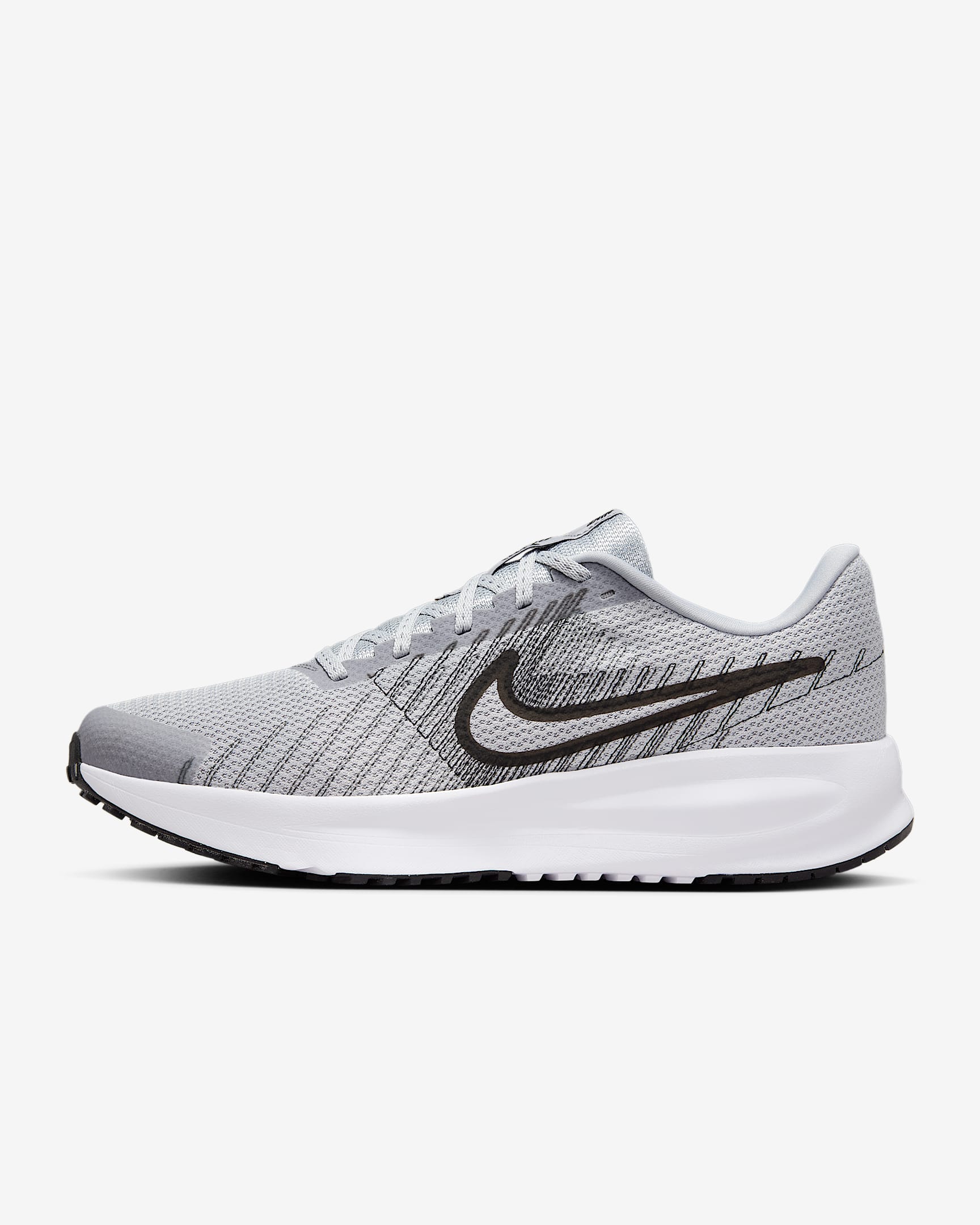 Nike Run Defy Straßenlaufschuh (Herren) – Wolf Grey/Weiß/Iron Grey/Schwarz
