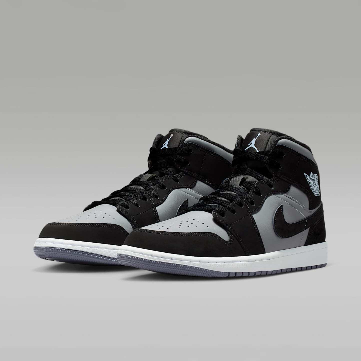 Air Jordan 1 Mid Schuh (Herren) – Schwarz/Cool Grey/Light Armory Blue/Schwarz