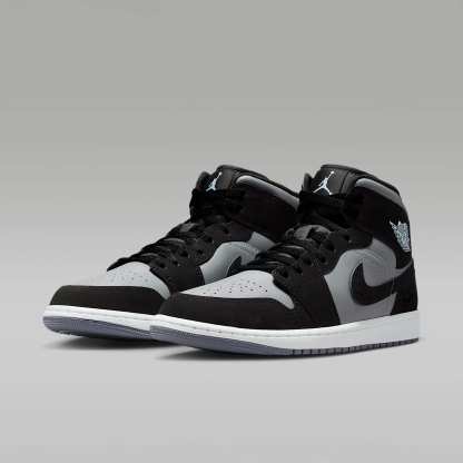 Air Jordan 1 Mid Schuh (Herren) – Schwarz/Cool Grey/Light Armory Blue/Schwarz