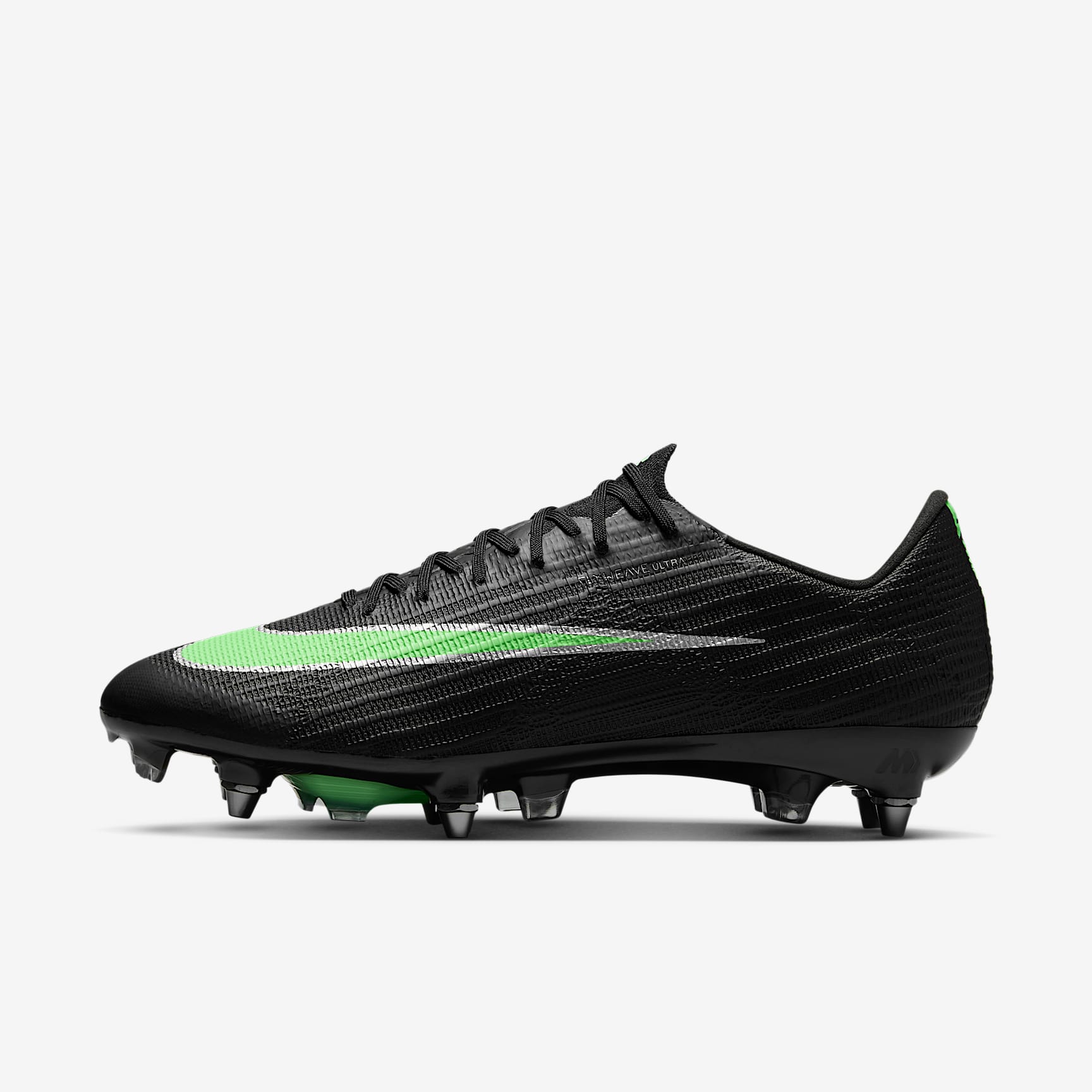 Nike Mercurial Superfly 11 Elite Low-Top-Fußballschuh für weichen Rasen – Schwarz/Schwarz/Illusion Green