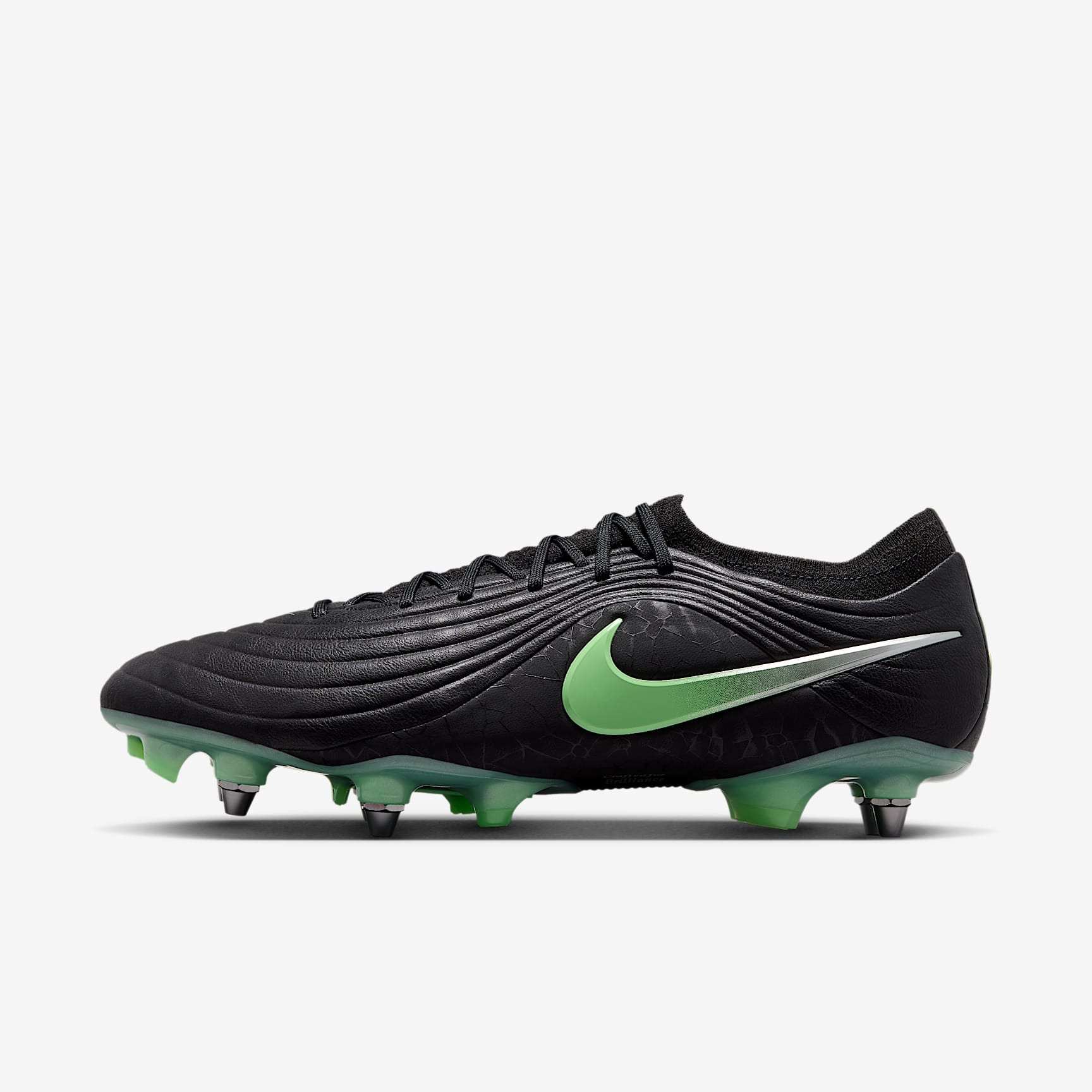 Nike Tiempo Maestro Elite Low Top Fußballschuh für weichen Rasen – Schwarz/Schwarz/Illusion Green
