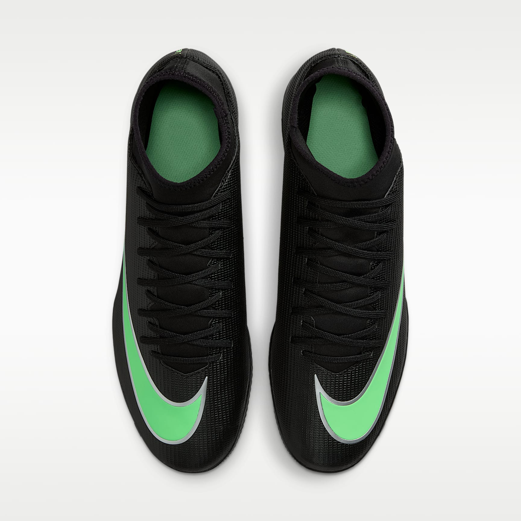 Nike Mercurial Superfly 11 Club High-Top-Fußballschuh für Hallen- und Hartplätze – Schwarz/Schwarz/Illusion Green