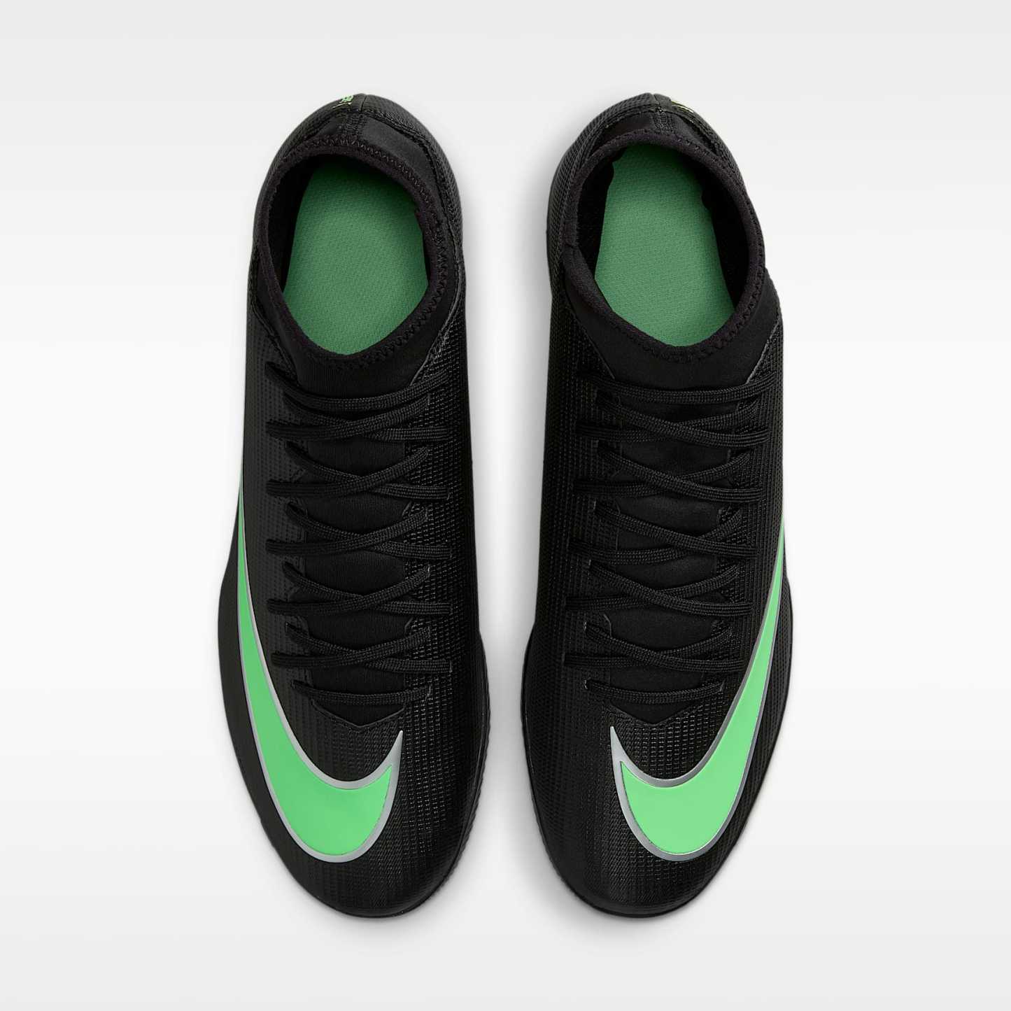 Nike Mercurial Superfly 11 Club High-Top-Fußballschuh für Hallen- und Hartplätze – Schwarz/Schwarz/Illusion Green