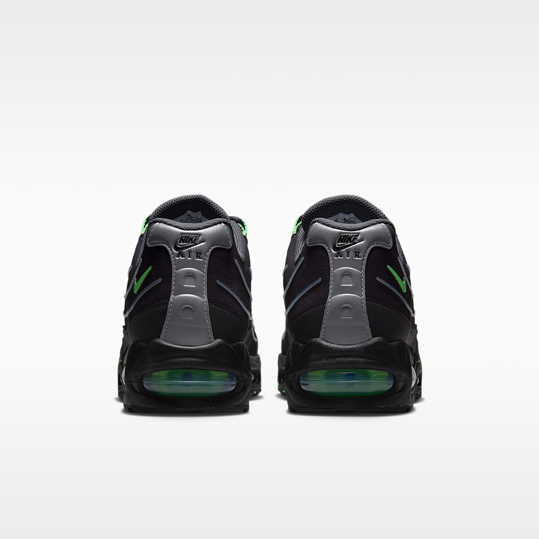 Nike Air Max 95 Big Bubble Tech Schuh (Herren) – Iron Grey/Schwarz/Metallic Silver/Illusion Green