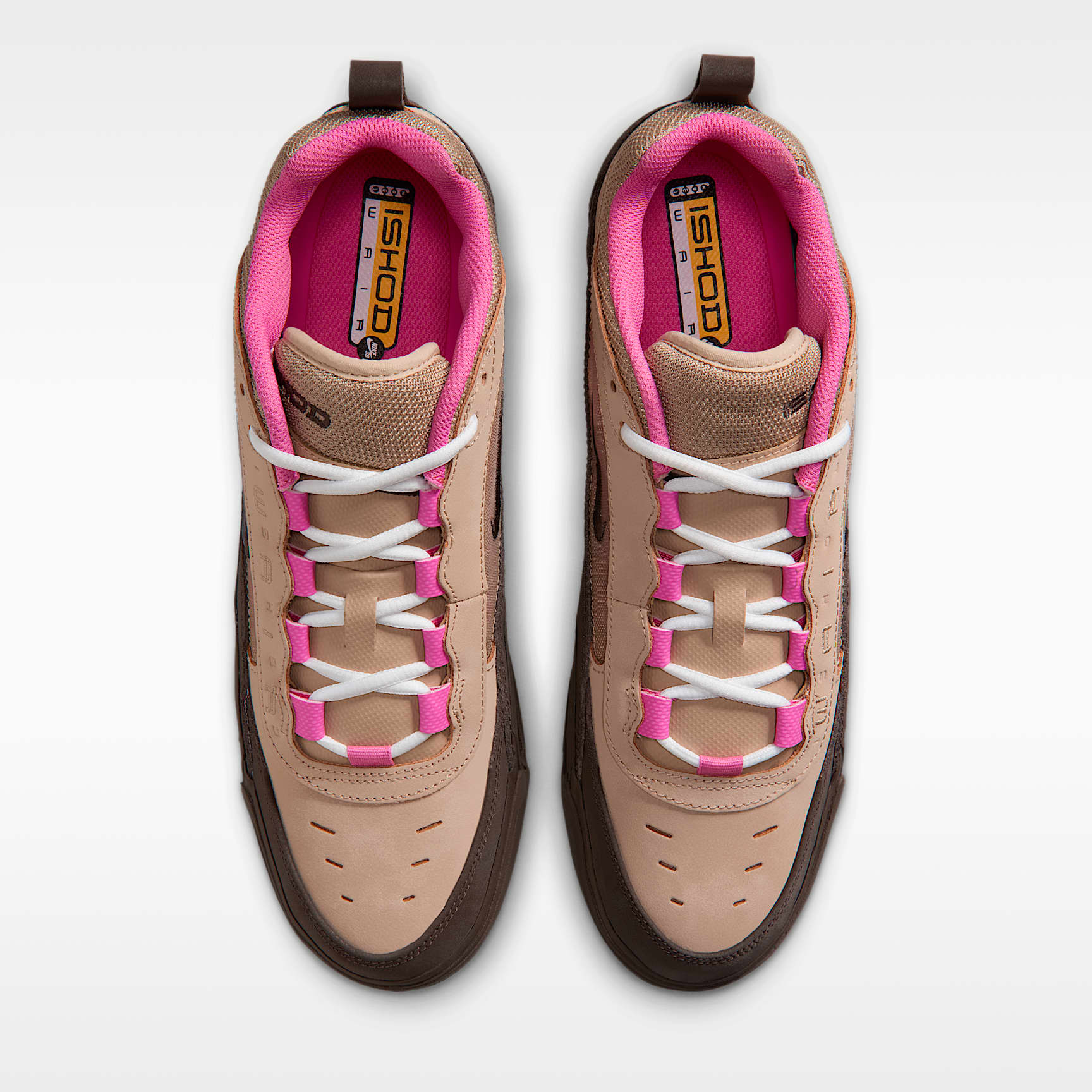 Nike Air Max Ishod Skateboardschuh – Hemp/Pinksicle/University Gold/Baroque Brown