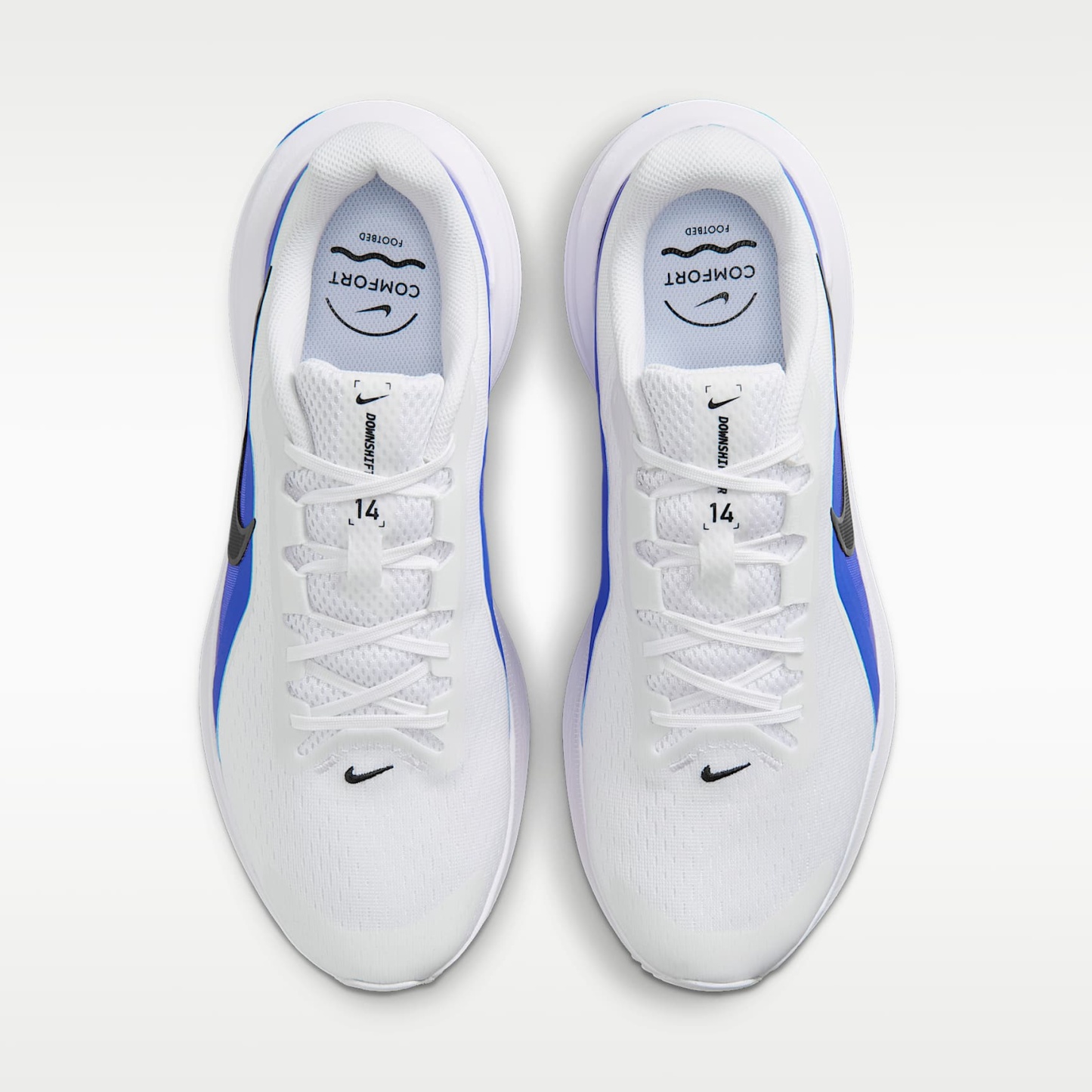 Nike Downshifter 14 Straßenlaufschuh (Herren) – Weiß/Racer Blue/Anthracite/Schwarz