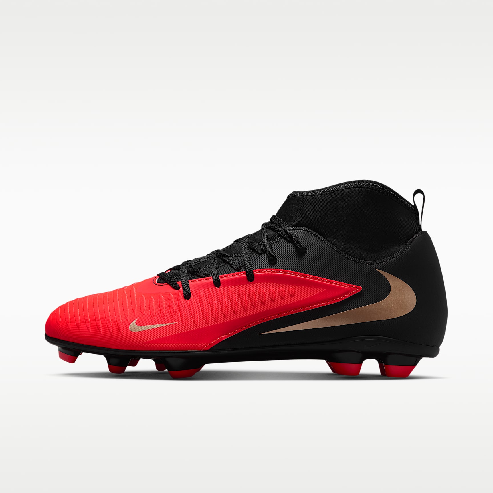 Nike Phantom 6 High Club Fußballschuh für verschiedene Böden – Bright Crimson/Schwarz/Blur