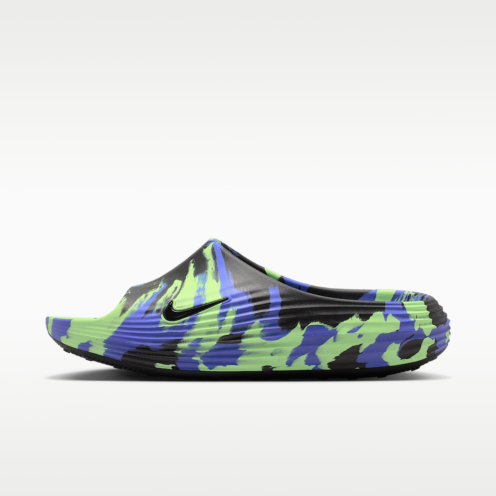 Nike ReactX Rejuven8 SE Slides (Herren) – Schwarz/Lime Blast/Sapphire/Schwarz