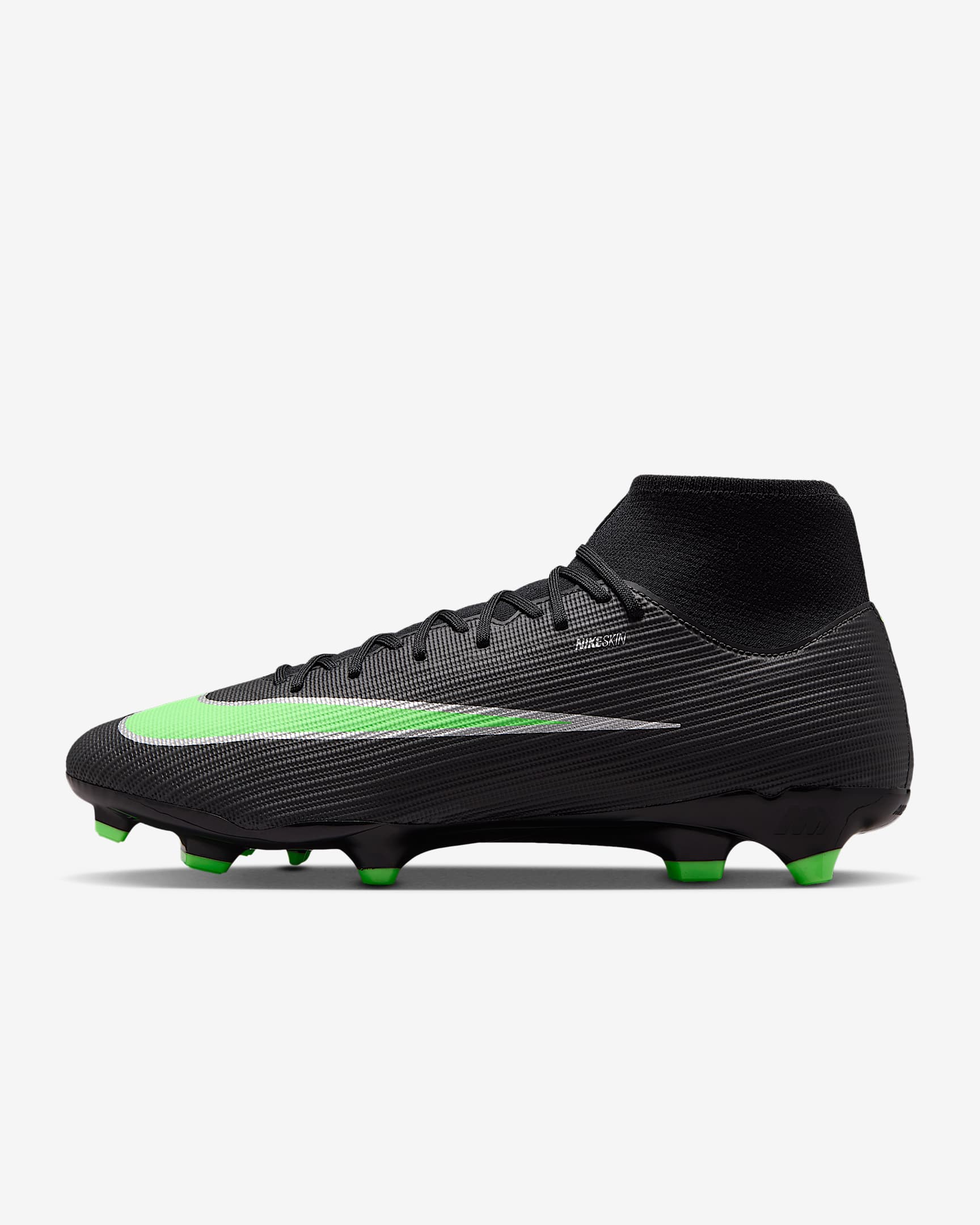 Nike Mercurial Superfly 11 Academy High-Top-Fußballschuh für verschiedene Böden – Schwarz/Schwarz/Illusion Green