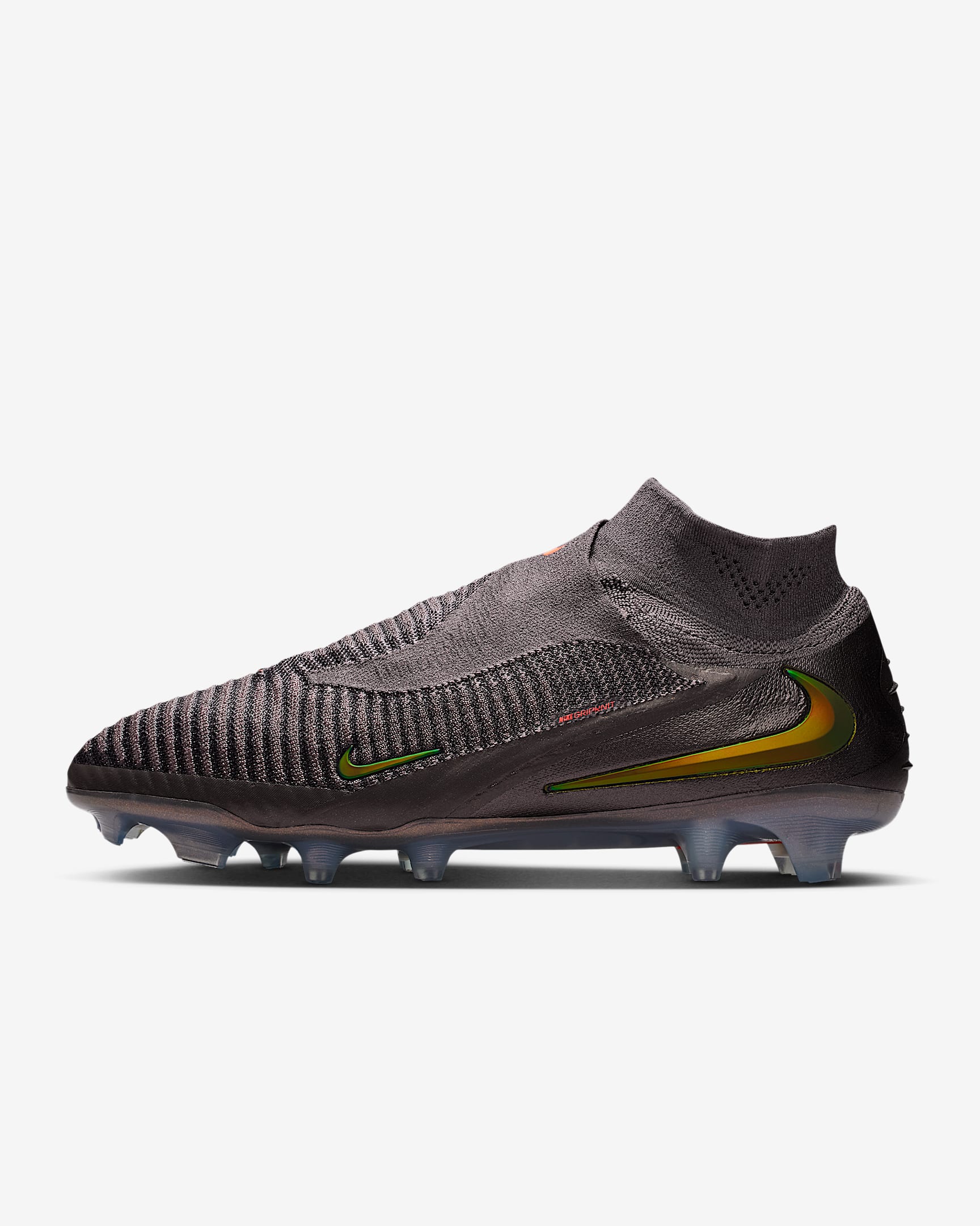 Nike Phantom 6 High Elite LV8 Fußballschuh für normalen Rasen – Medium Ash/Schwarz/Gold Amber