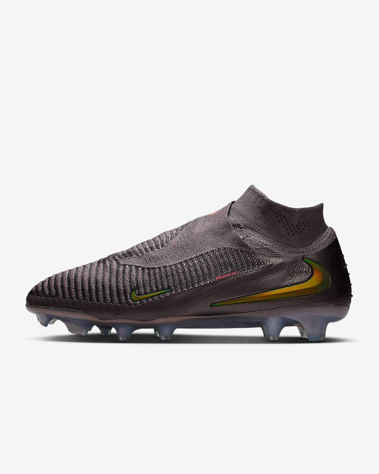 Nike Phantom 6 High Elite LV8 Fußballschuh für normalen Rasen – Medium Ash/Schwarz/Gold Amber