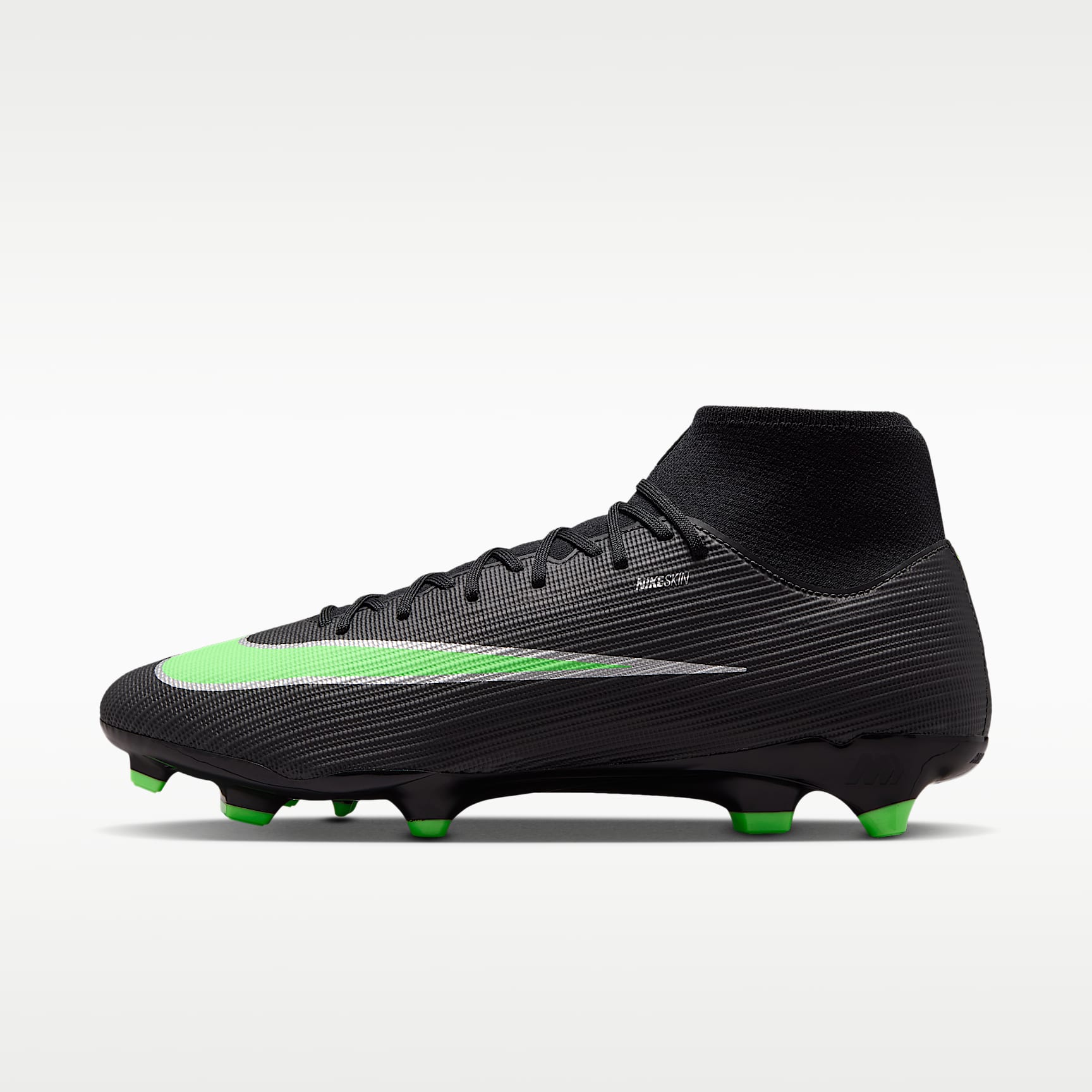 Nike Mercurial Superfly 11 Academy High-Top-Fußballschuh für verschiedene Böden – Schwarz/Schwarz/Illusion Green