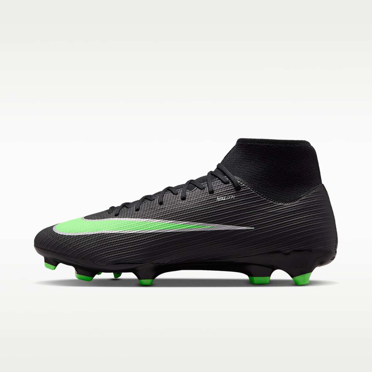 Nike Mercurial Superfly 11 Academy High-Top-Fußballschuh für verschiedene Böden – Schwarz/Schwarz/Illusion Green