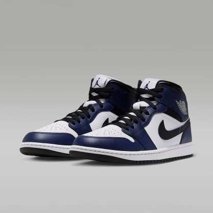 Air Jordan 1 Mid Herrenschuh – Weiß/College Navy/Weiß/Tech Grey