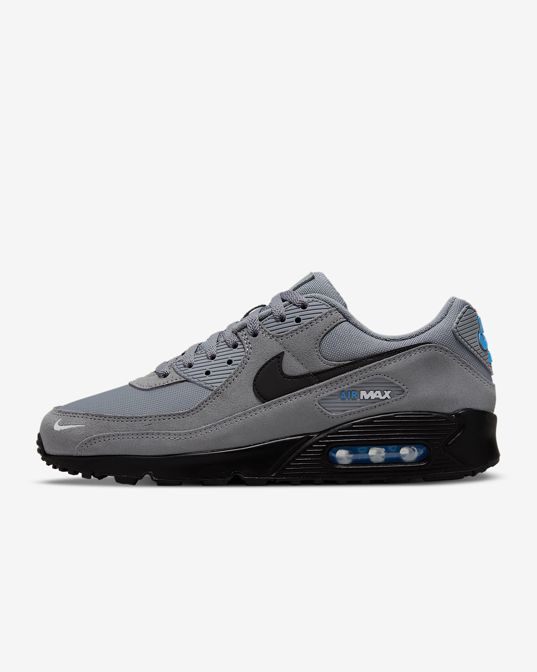Nike Air Max 90 Herrenschuh – Smoke Grey/Light Photo Blue/Metallic Silver/Schwarz
