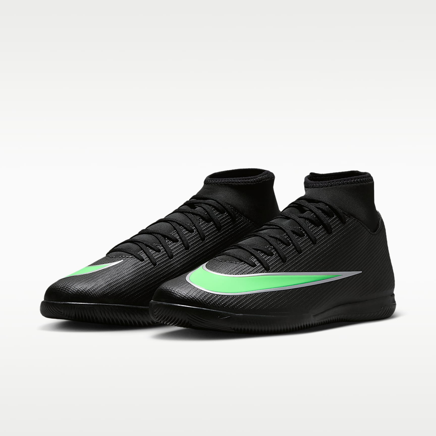 Nike Mercurial Superfly 11 Club High-Top-Fußballschuh für Hallen- und Hartplätze – Schwarz/Schwarz/Illusion Green