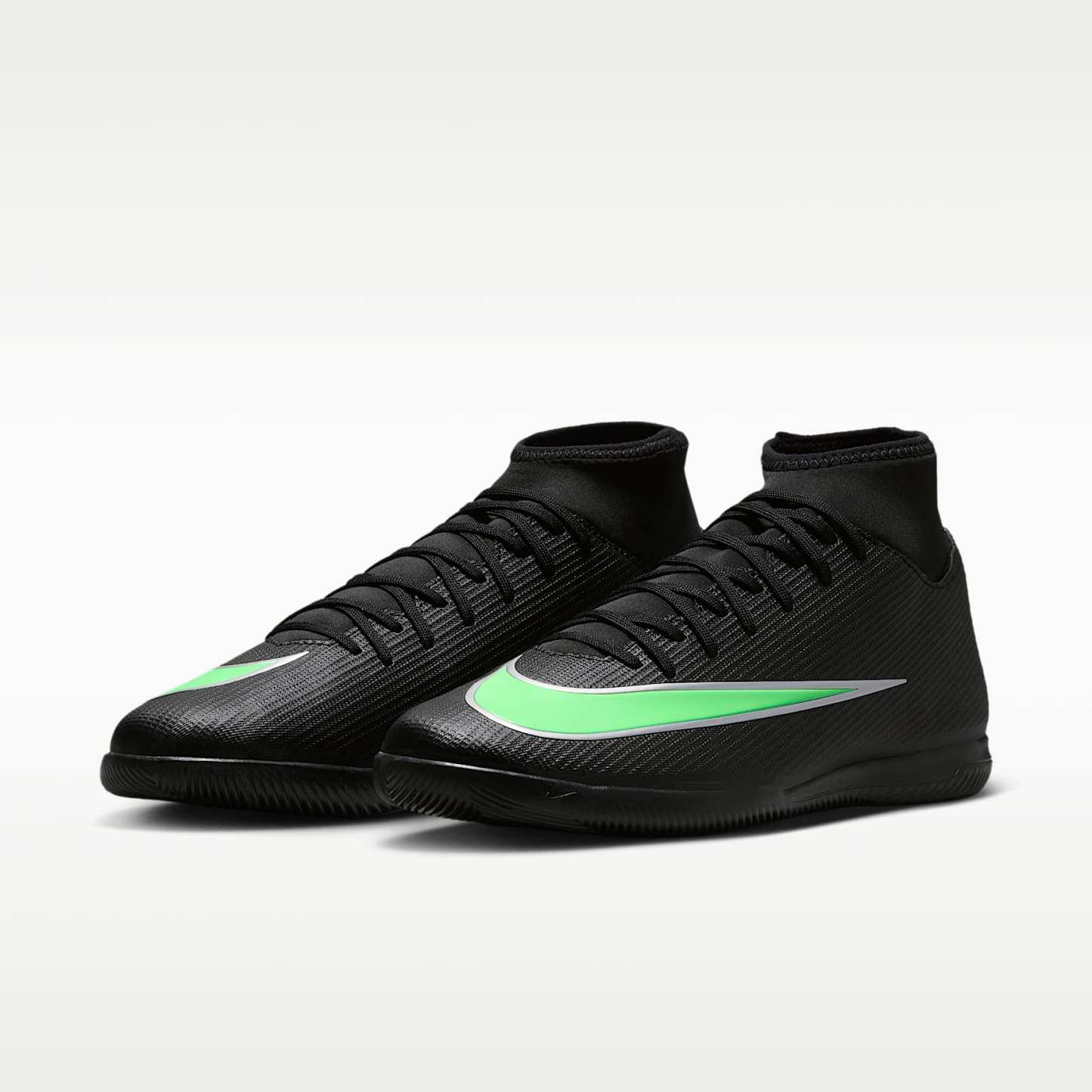 Nike Mercurial Superfly 11 Club High-Top-Fußballschuh für Hallen- und Hartplätze – Schwarz/Schwarz/Illusion Green