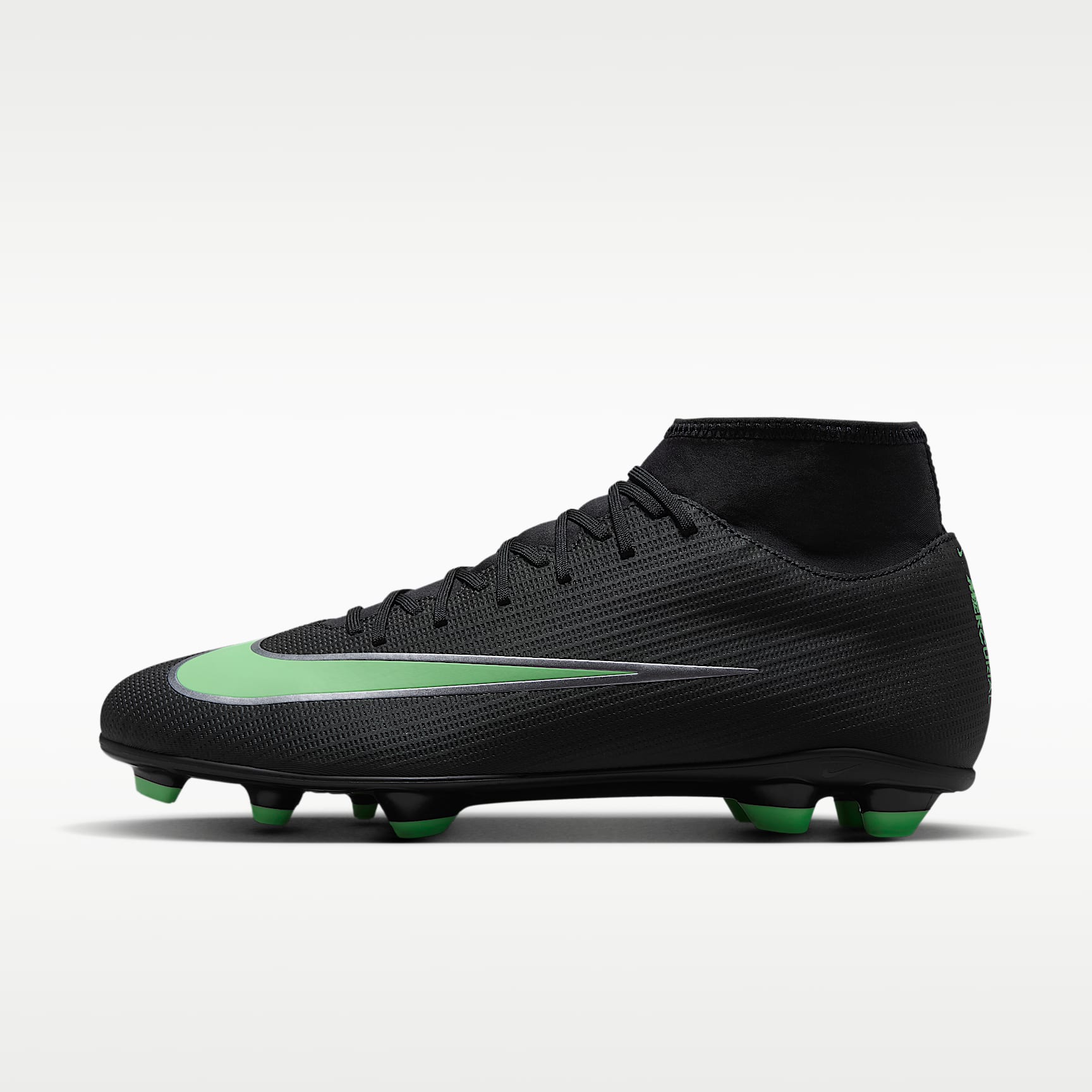 Nike Mercurial Superfly 11 Club High-Top-Fußballschuh für verschiedene Böden – Schwarz/Schwarz/Illusion Green