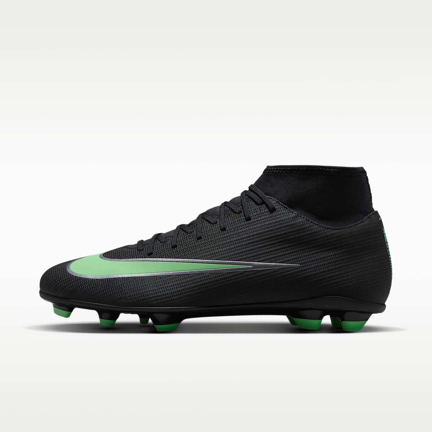 Nike Mercurial Superfly 11 Club High-Top-Fußballschuh für verschiedene Böden – Schwarz/Schwarz/Illusion Green