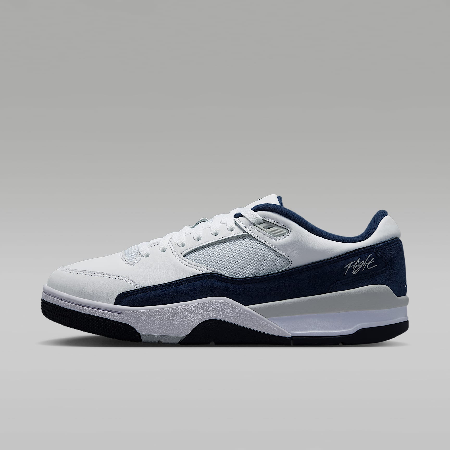 Jordan Flight Court Schuh (Herren) – Weiß/Light Smoke Grey/Obsidian/College Navy