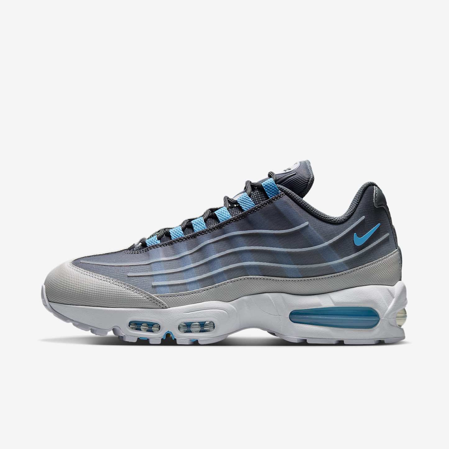 Nike Air Max 95 Big Bubble Tech Schuh (Herren) – Smoke Grey/Weiß/Schwarz/Football Blue