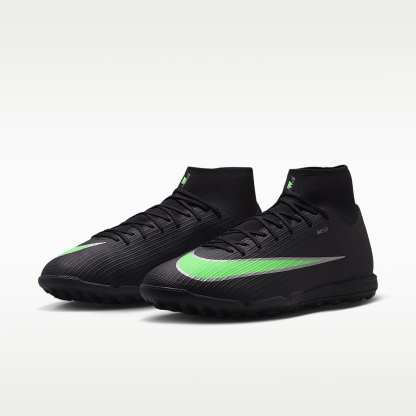 Nike Mercurial Superfly 11 Academy High-Top-Fußballschuh für Turf – Schwarz/Schwarz/Illusion Green