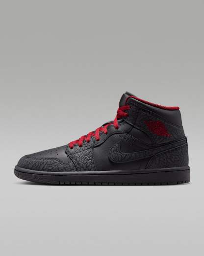 Air Jordan 1 Mid SE Schuh (Herren) – Schwarz/Schwarz/Tough Red