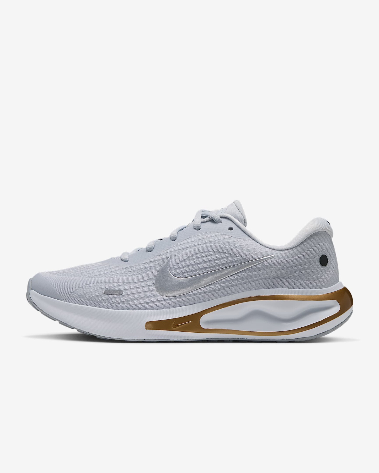 Nike Journey Run Straßenlaufschuh für Damen – Pure Platinum/Metallic Gold/Off White/Metallic Silver