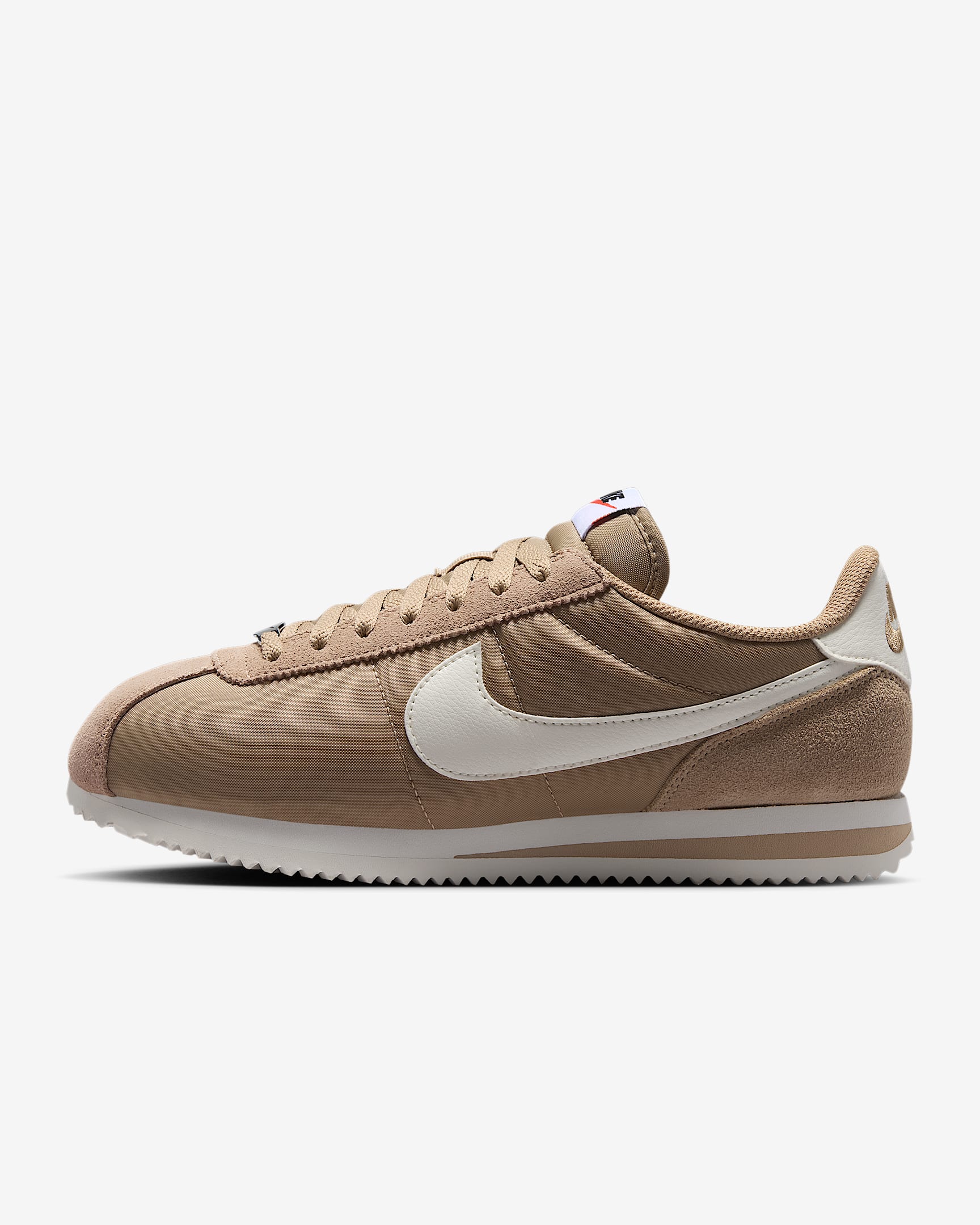 Nike Cortez Textile Schuh (Damen) – British Khaki/Schwarz/Safety Orange/Sail