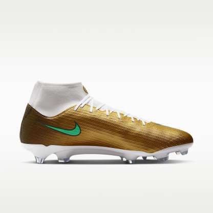 Nike Mercurial Superfly 11 Academy „Kylian Mbappé“ High-Top-Fußballschuh für verschiedene Böden – Metallic Gold/Green Glow