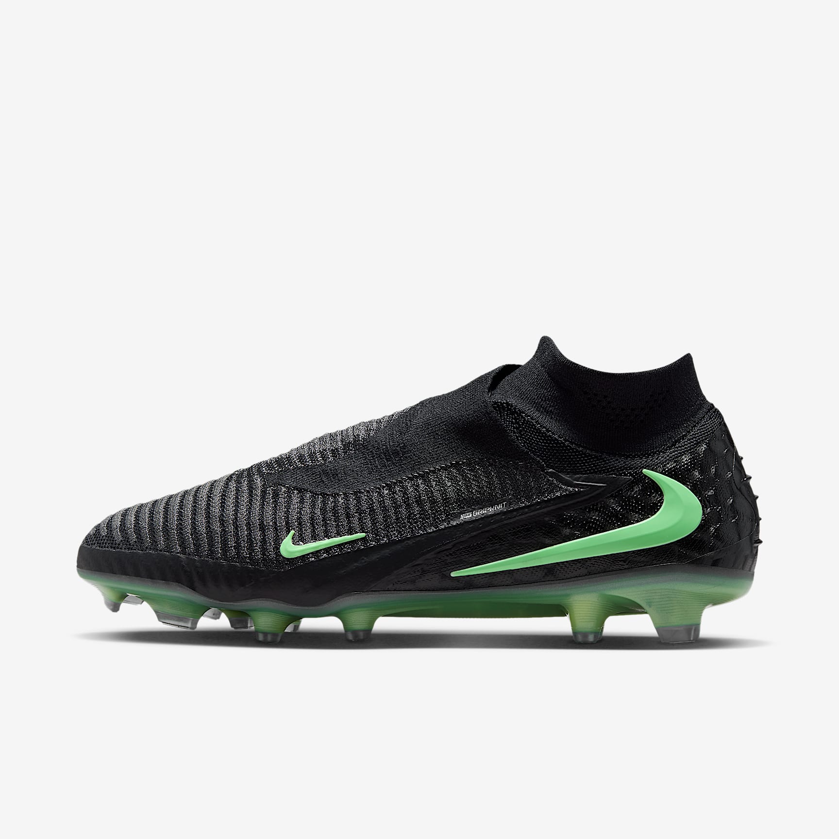 Nike Phantom 6 High Elite Fußballschuh für normalen Rasen – Schwarz/Schwarz/Illusion Green