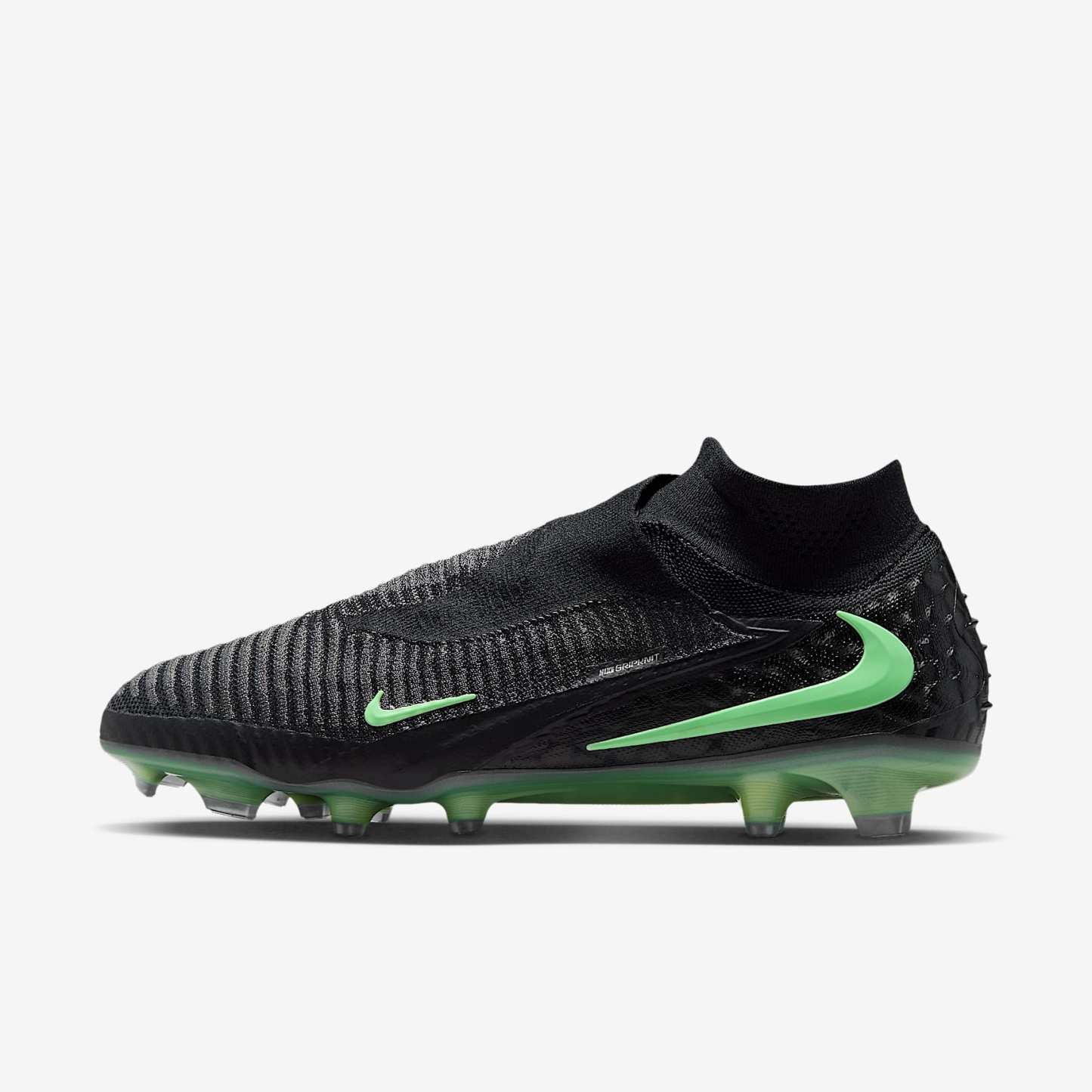 Nike Phantom 6 High Elite Fußballschuh für normalen Rasen – Schwarz/Schwarz/Illusion Green