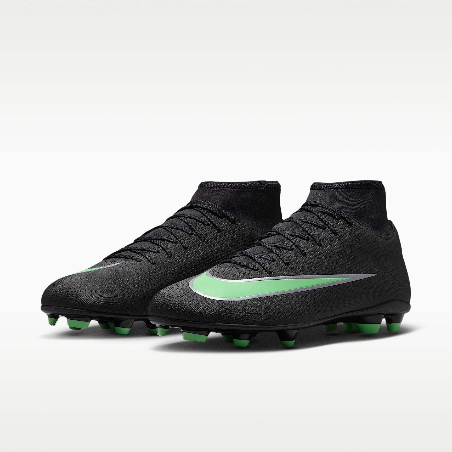 Nike Mercurial Superfly 11 Club High-Top-Fußballschuh für verschiedene Böden – Schwarz/Schwarz/Illusion Green