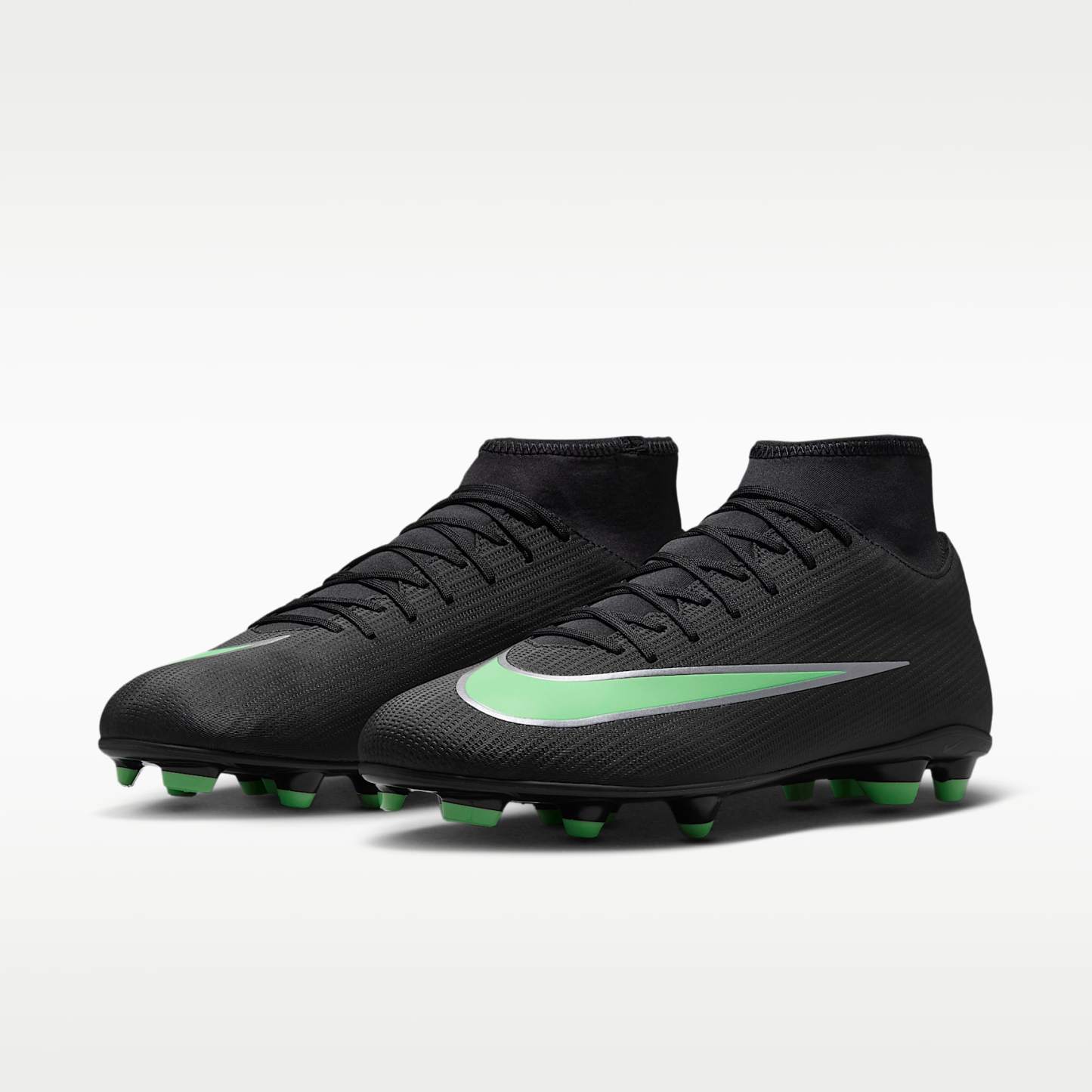Nike Mercurial Superfly 11 Club High-Top-Fußballschuh für verschiedene Böden – Schwarz/Schwarz/Illusion Green
