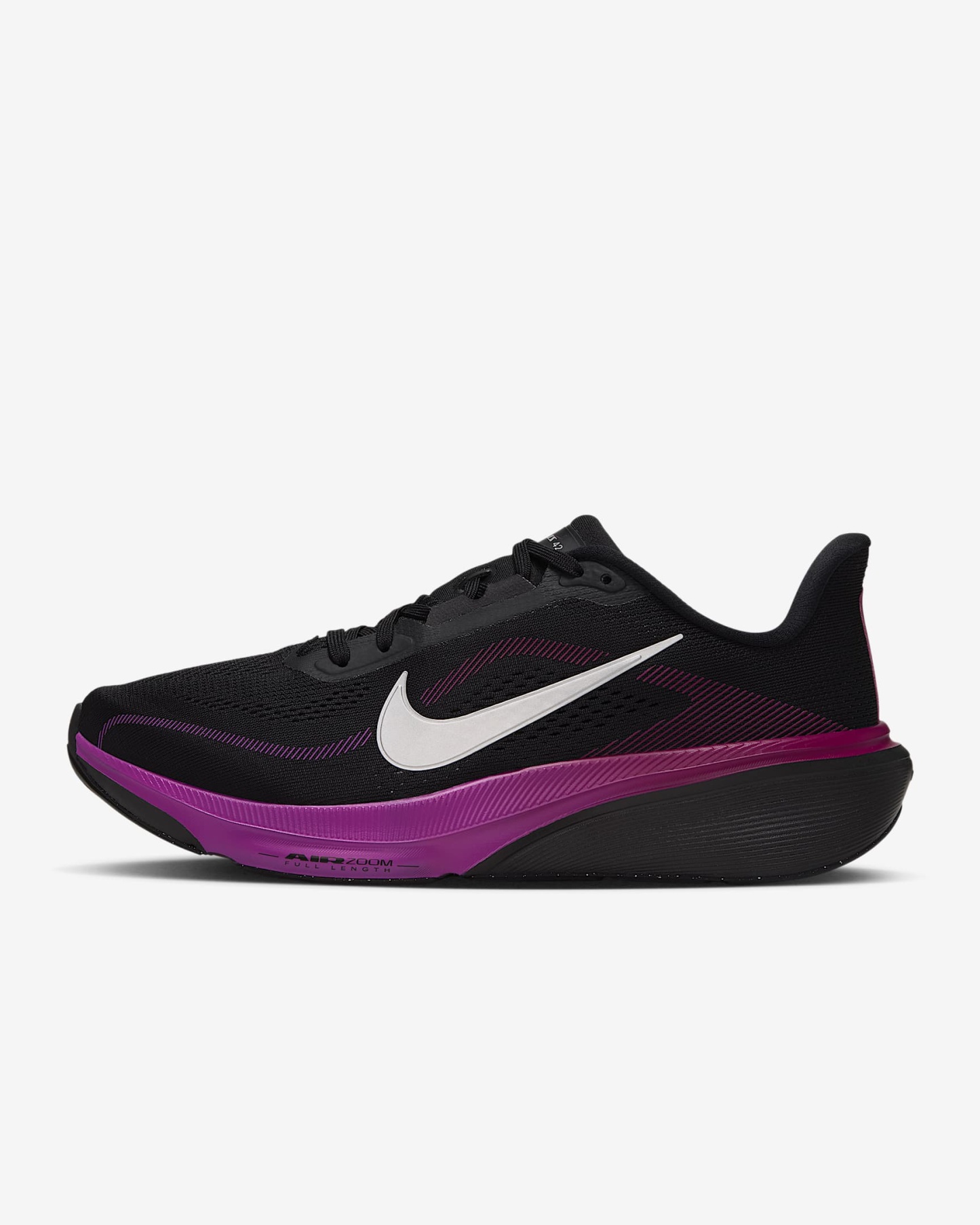 Nike Pegasus 42 Straßenlaufschuh (Damen) – Schwarz/Vivid Purple/True Berry/Metallic Silver