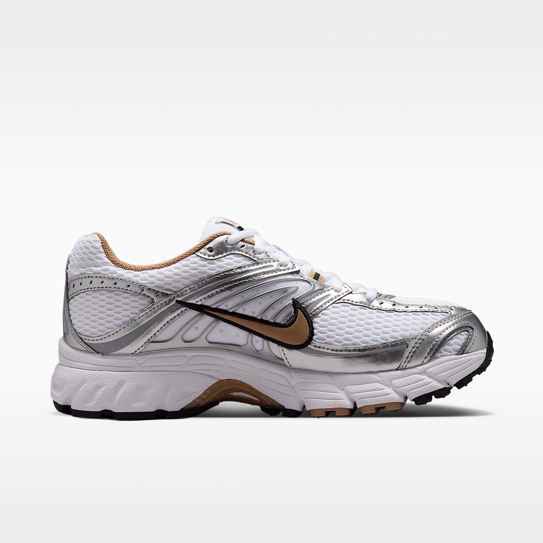 Nike Air Max Moto 2K Schuh mit reflektierenden Akzenten (Damen) – Weiß/Metallic Silver/Schwarz/British Khaki