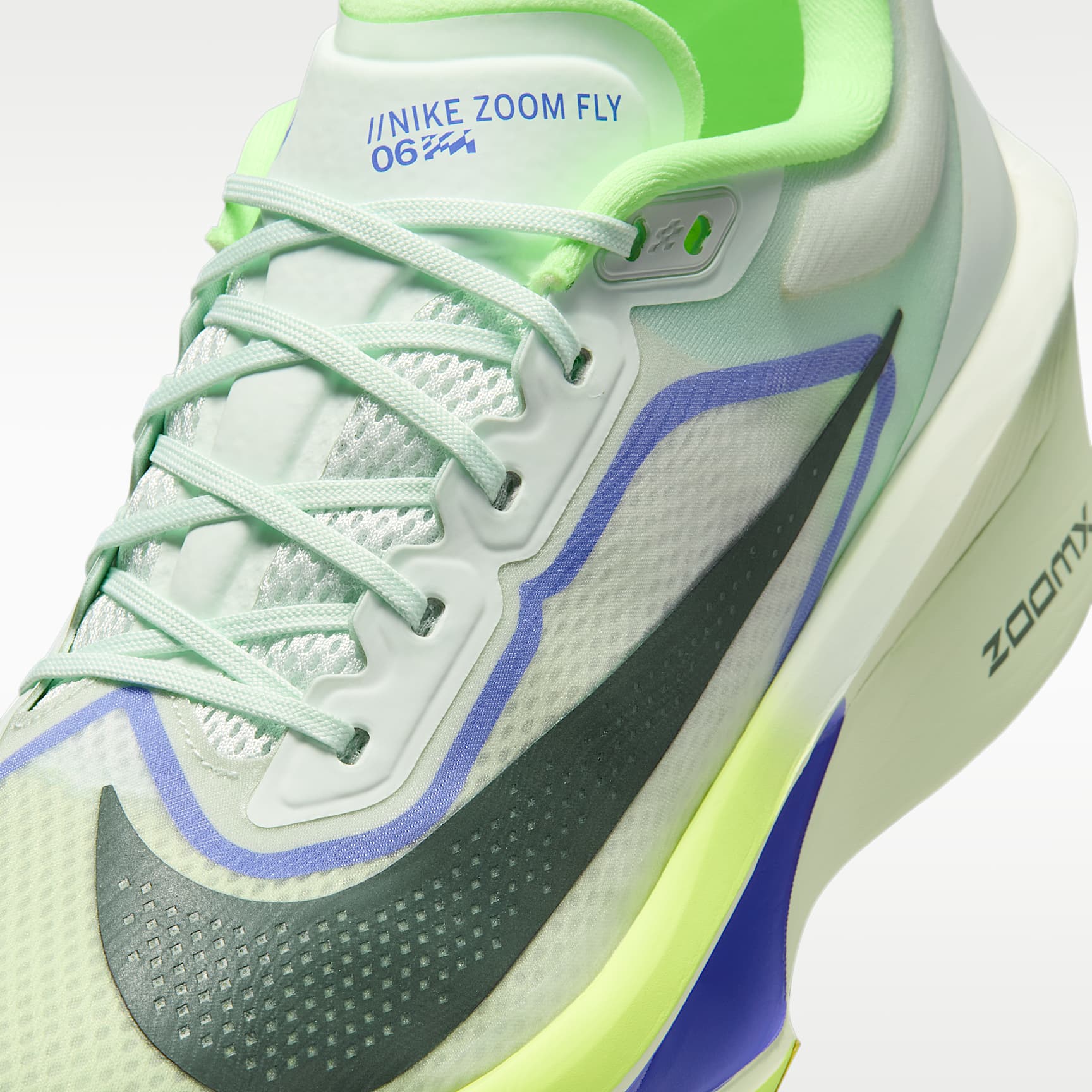 Nike Zoom Fly 6 Straßenlaufschuh für Wettkämpfe (Herren) – Barely Green/Volt Ice/Sapphire/Black Spruce