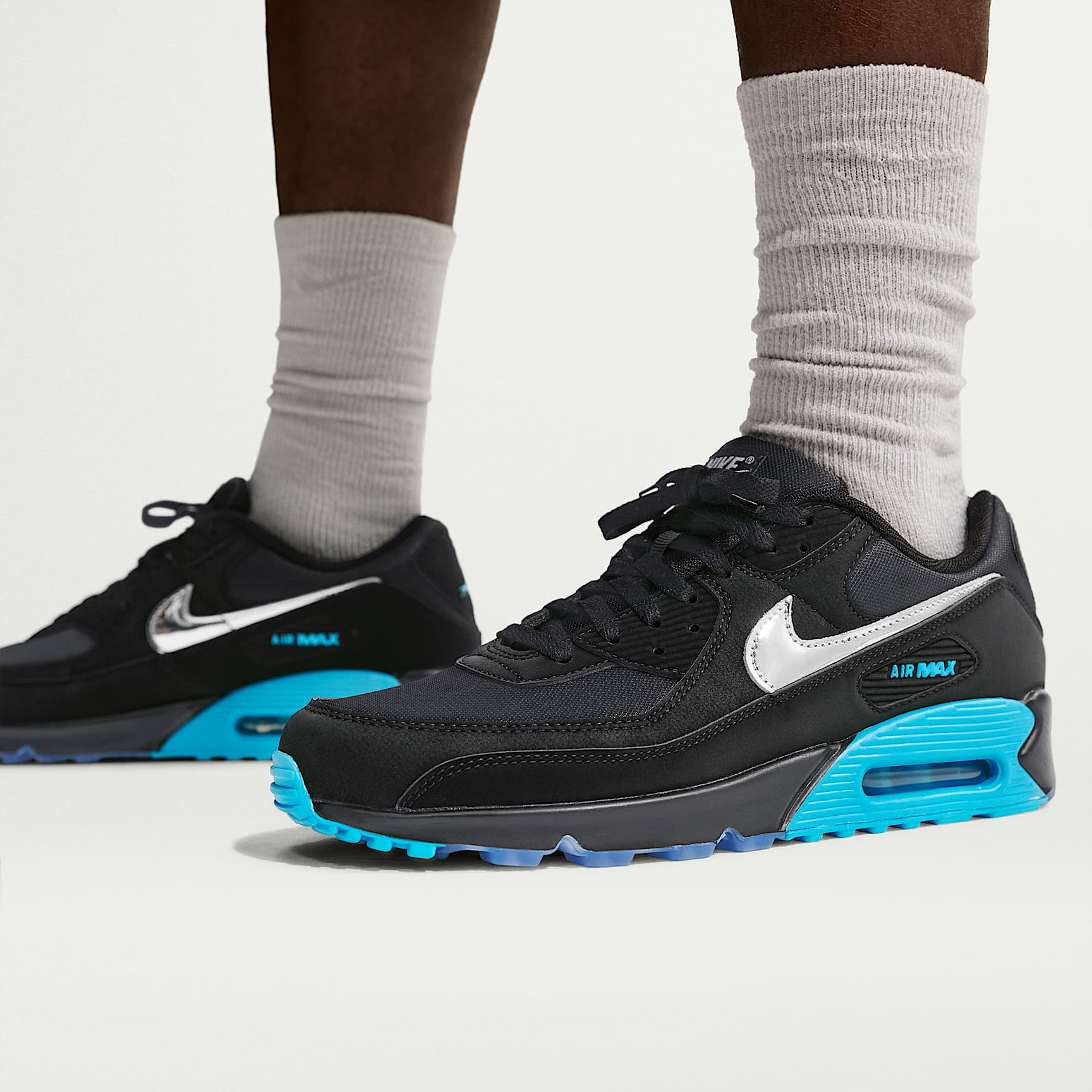 Nike Air Max 90 Premium "Scorpion" Schuh (Herren) – Schwarz/Gamma Blue/Ice/Chrome