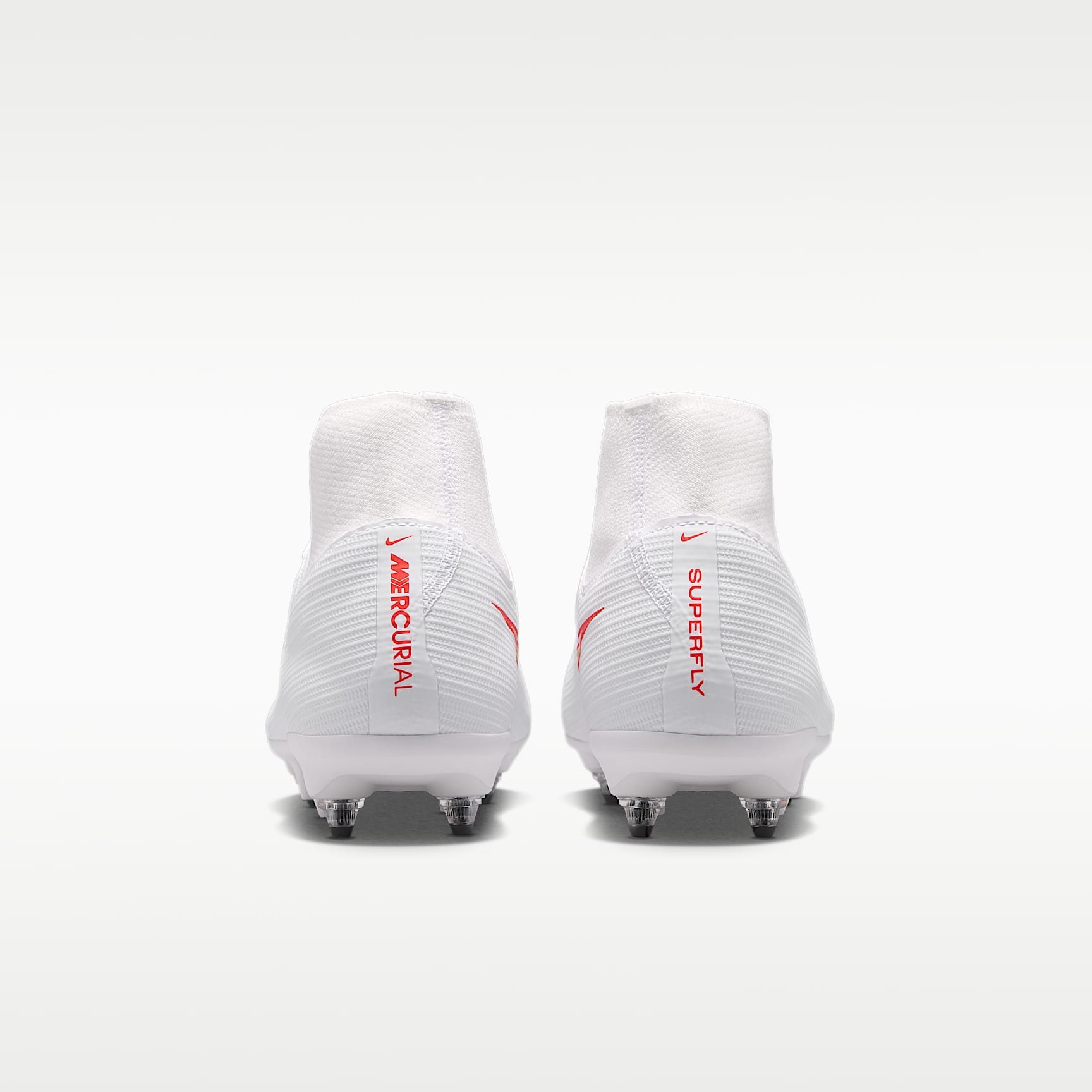 Nike Mercurial Superfly 11 Academy High-Top-Fußballschuh für weichen Rasen – Weiß/Bright Crimson/Blur