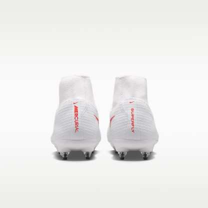 Nike Mercurial Superfly 11 Academy High-Top-Fußballschuh für weichen Rasen – Weiß/Bright Crimson/Blur