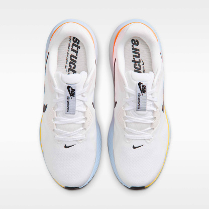 Nike Structure 26 Straßenlaufschuh (Herren) – Weiß/Hydrogen Blue/Total Orange/Schwarz