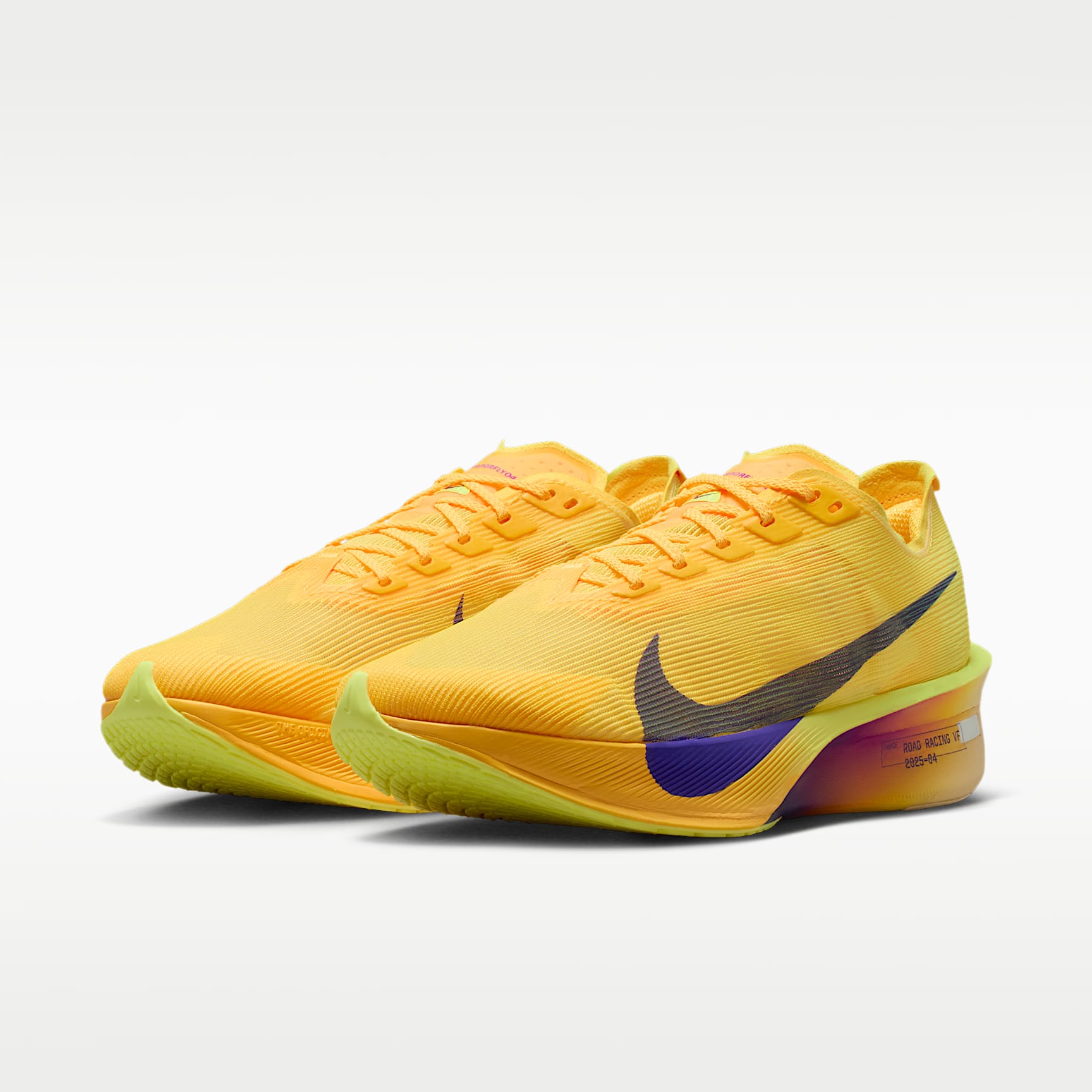 Nike Vaporfly 4 Straßenlaufschuh für Wettkämpfe (Damen) – Citron Pulse/Laser Orange/Volt Ice/Indigo Burst