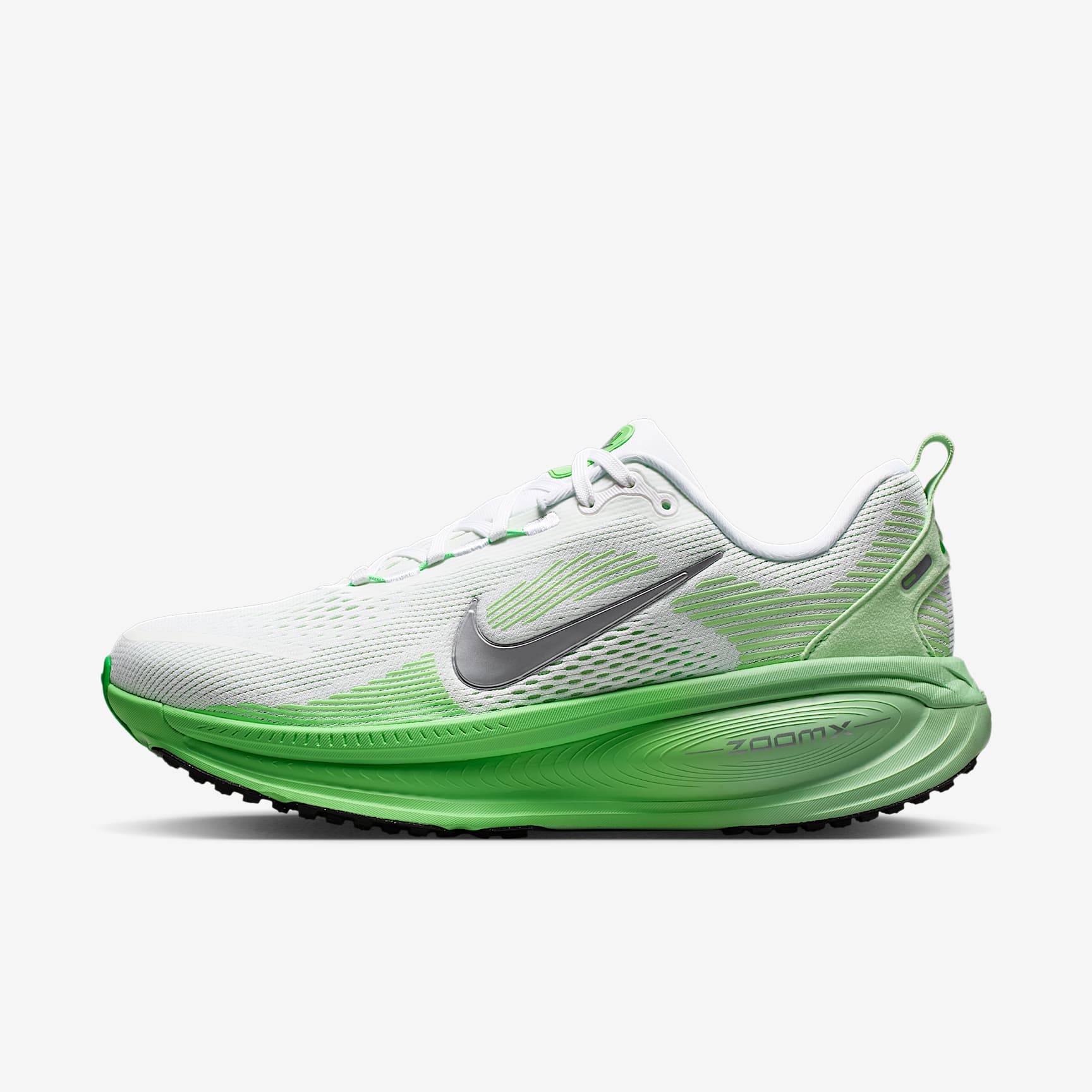 Nike Vomero 18 Straßenlaufschuh (Damen) – Weiß/Illusion Green/Court Green/Metallic Silver